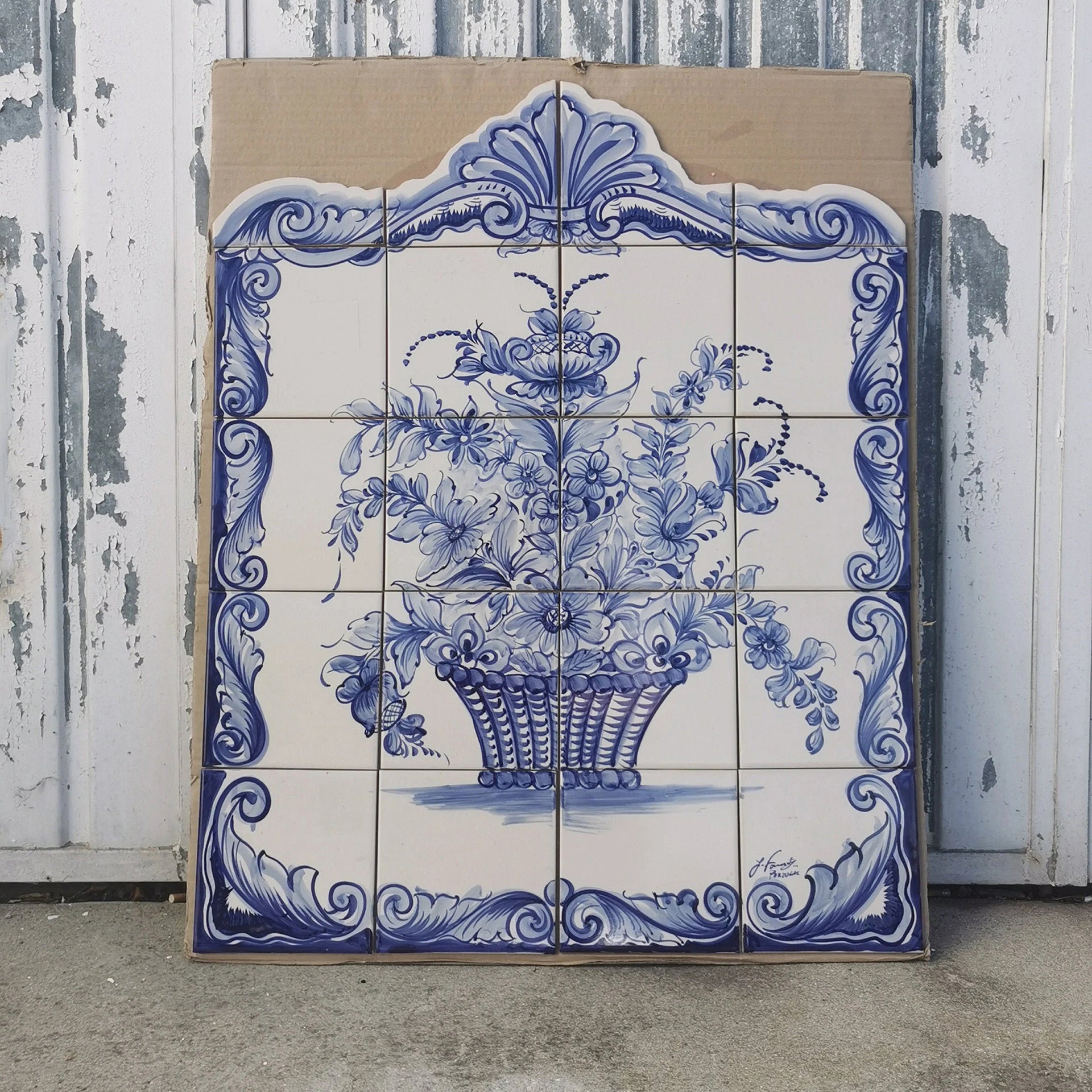 Floral Hand Painted Ceramic Tiles Mural