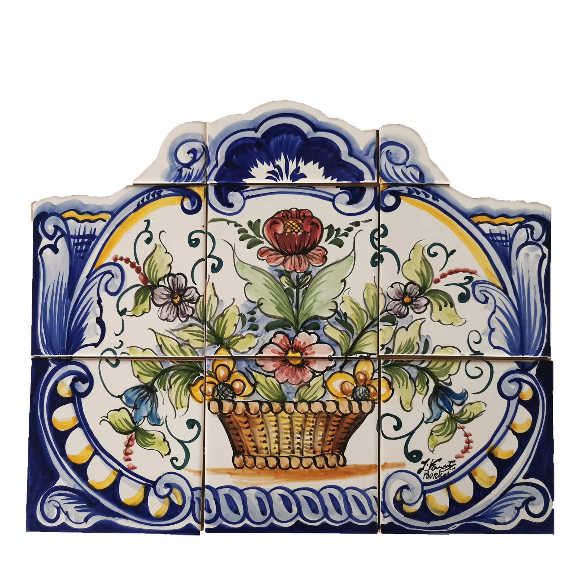 Floral Hand Painted Ceramic Tiles Mural