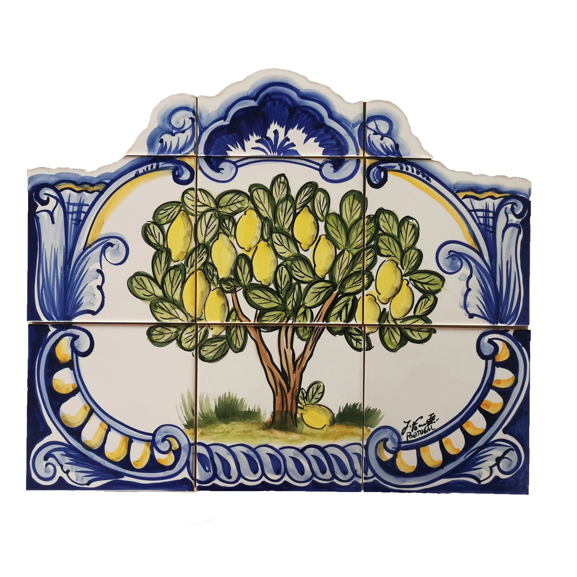 Lemons Hand Painted Ceramic Tiles Mural
