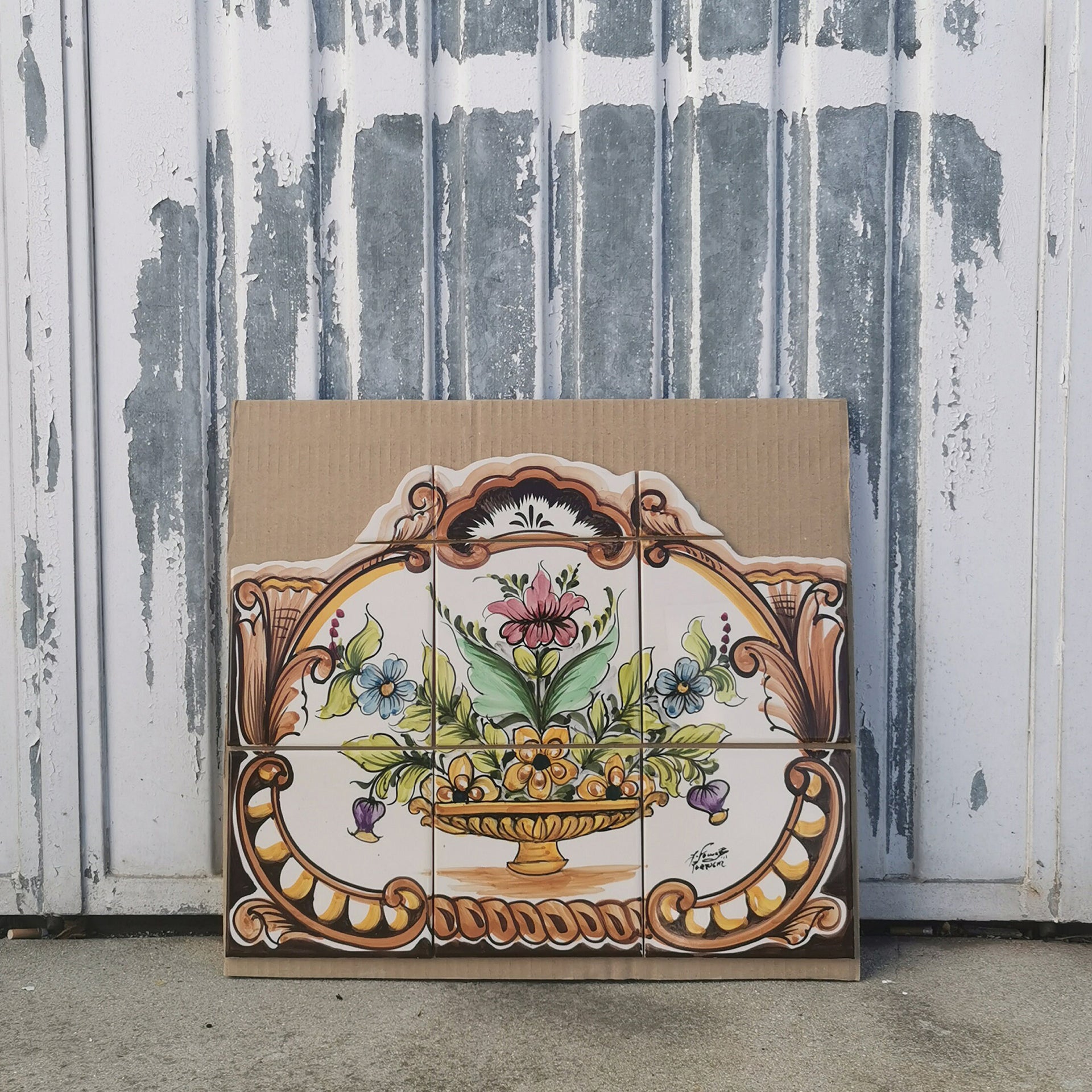 Floral Hand Painted Ceramic Tiles Mural