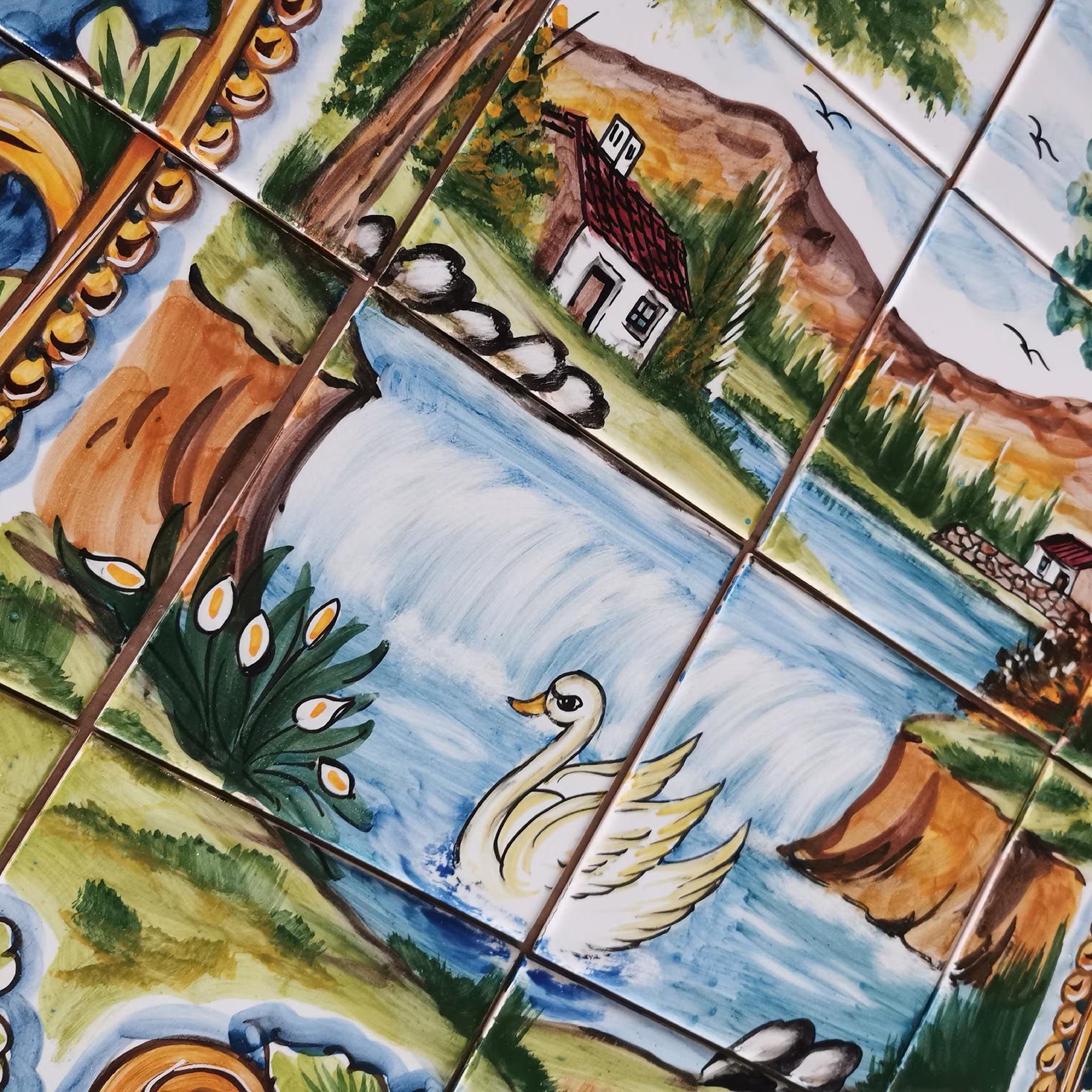 Lake Hand Painted Ceramic Tiles Mural