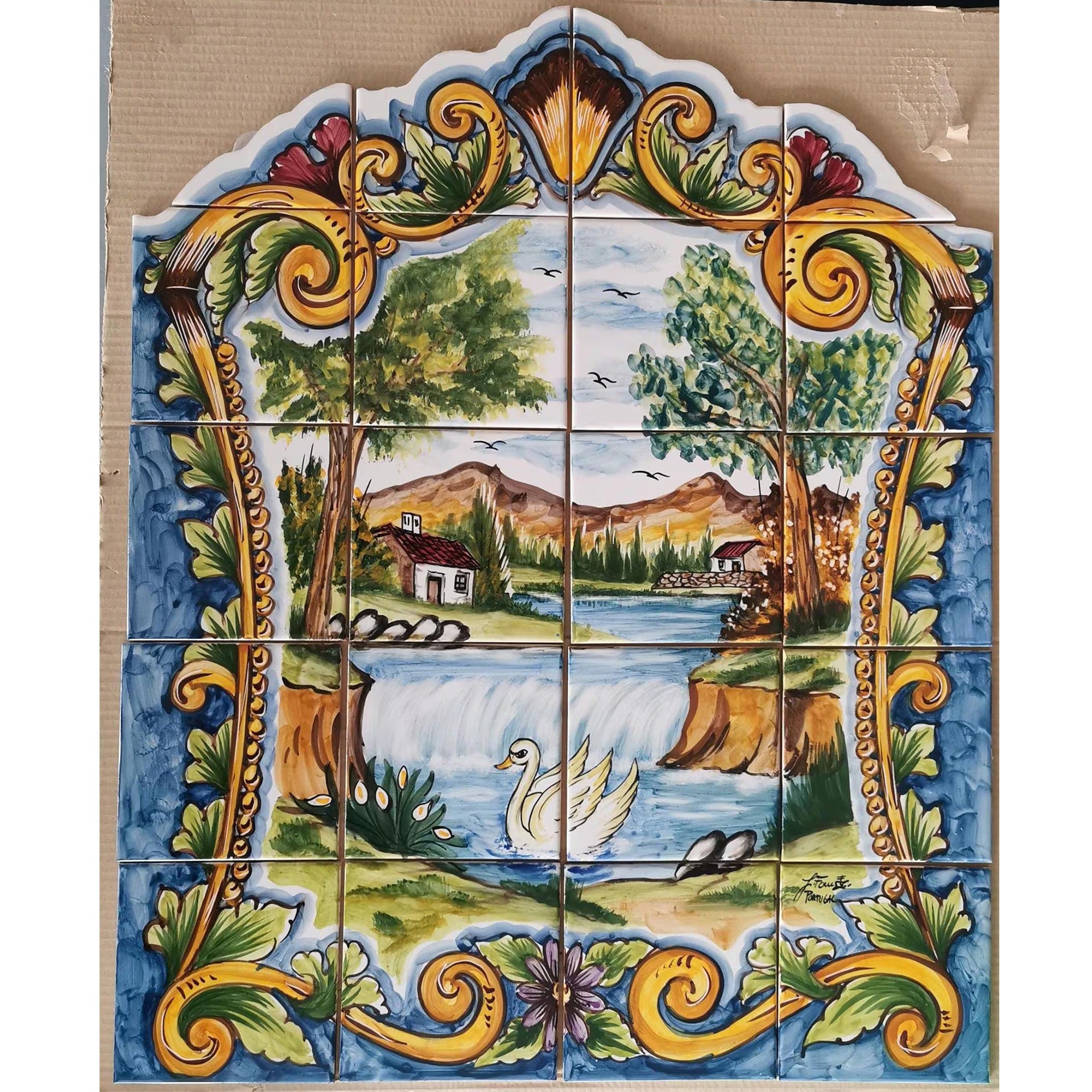 Lake Hand Painted Ceramic Tiles Mural