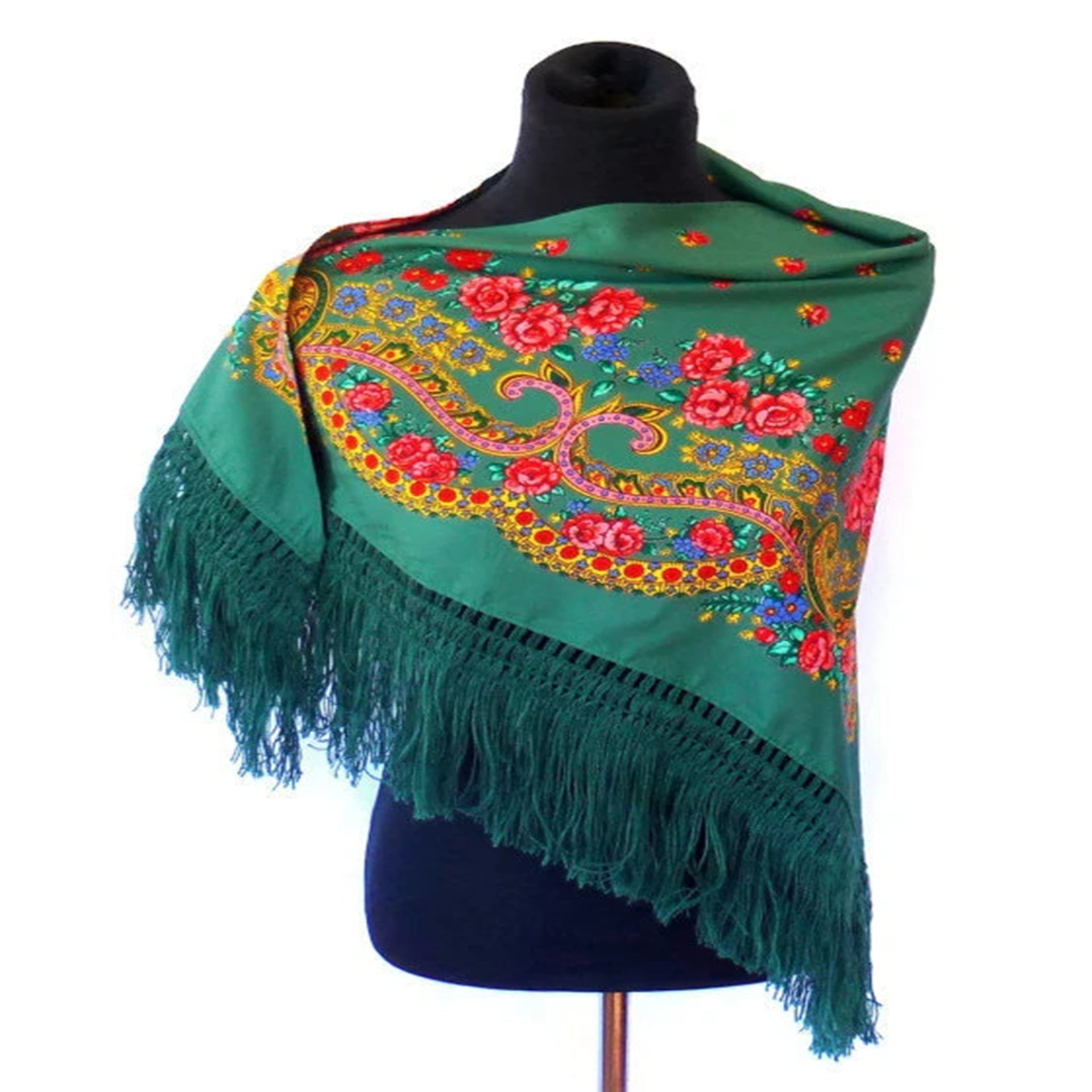 Portuguese Folk Pashmina with fringe