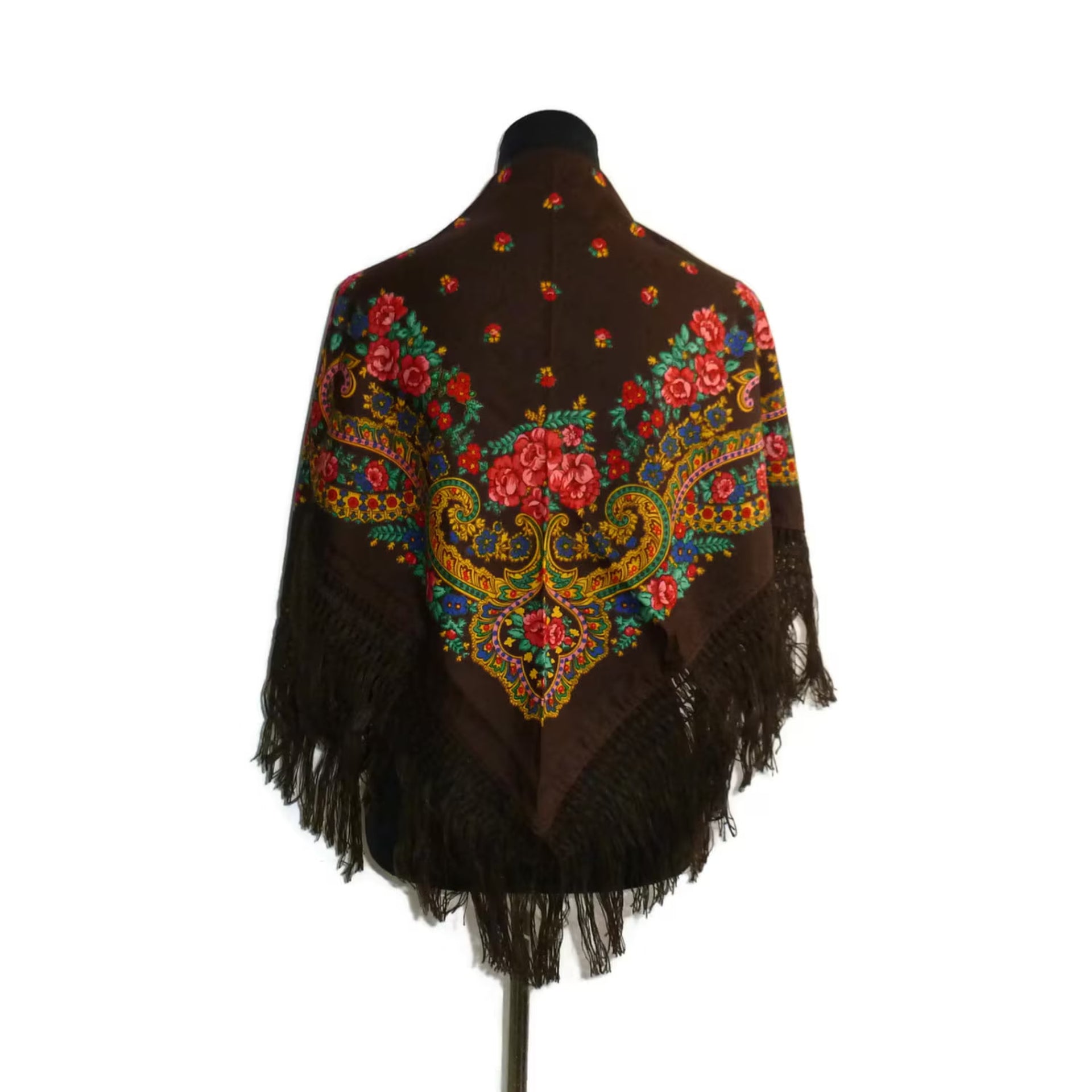 Portuguese Folk Pashmina with fringe