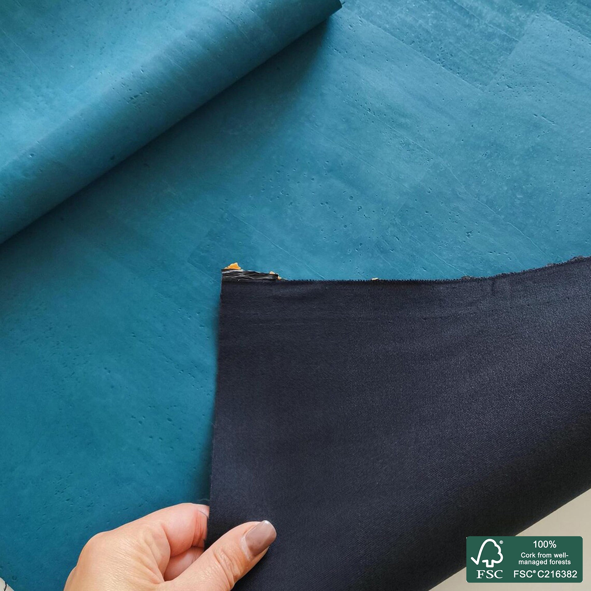 Teal Superior cork fabric