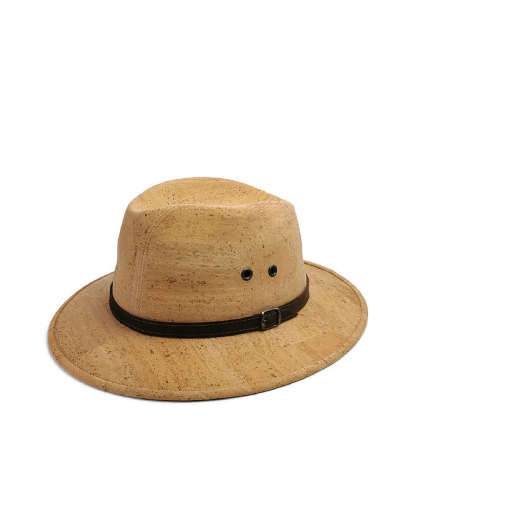 Natural cork hat with brown belt