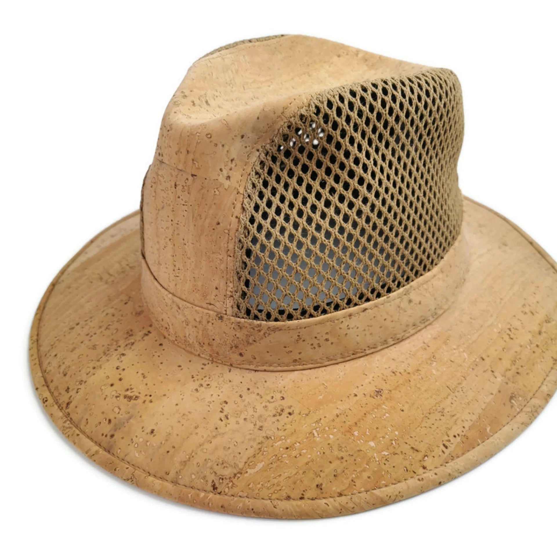 Natural cork hat with net