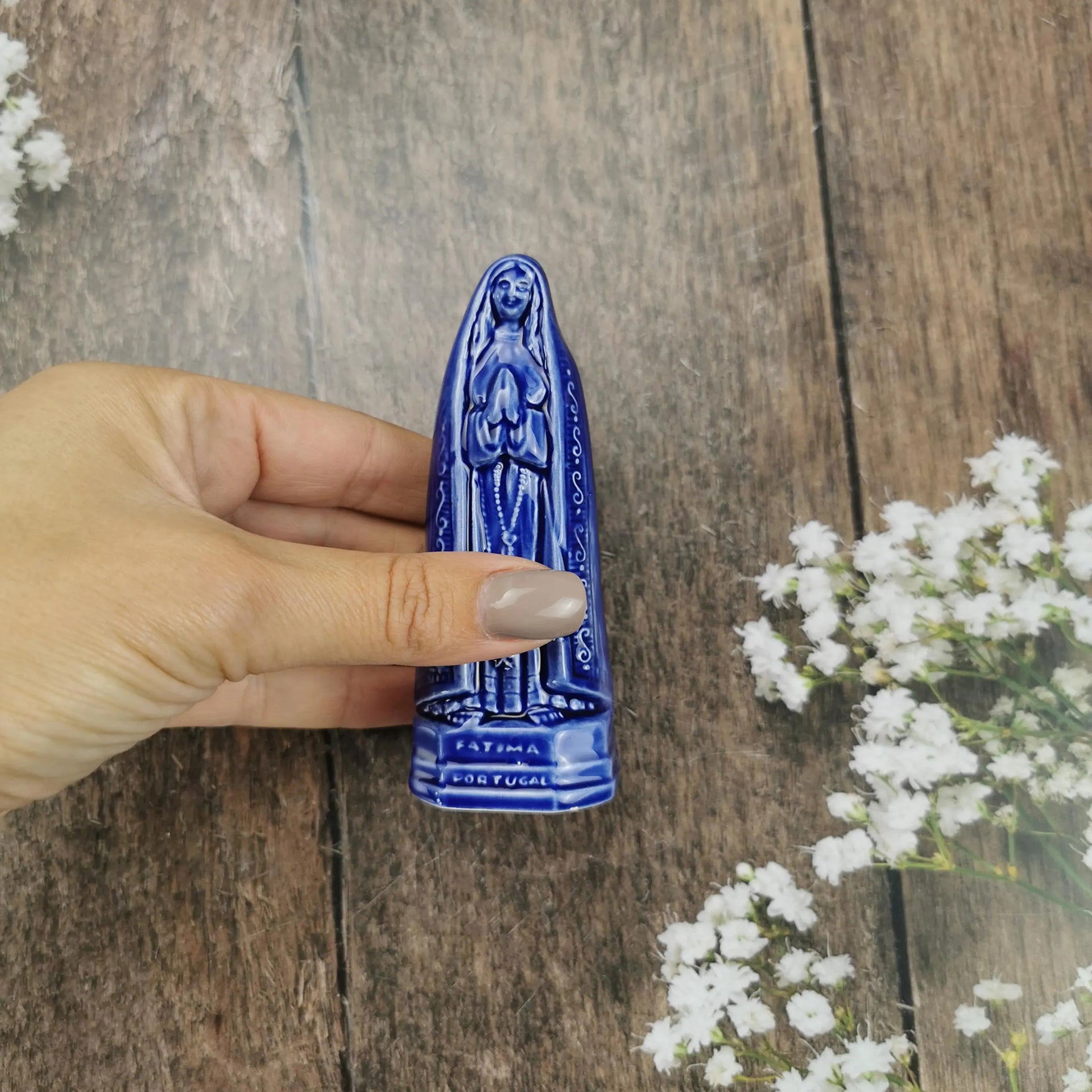 Faience figure of Our Lady of Fatima