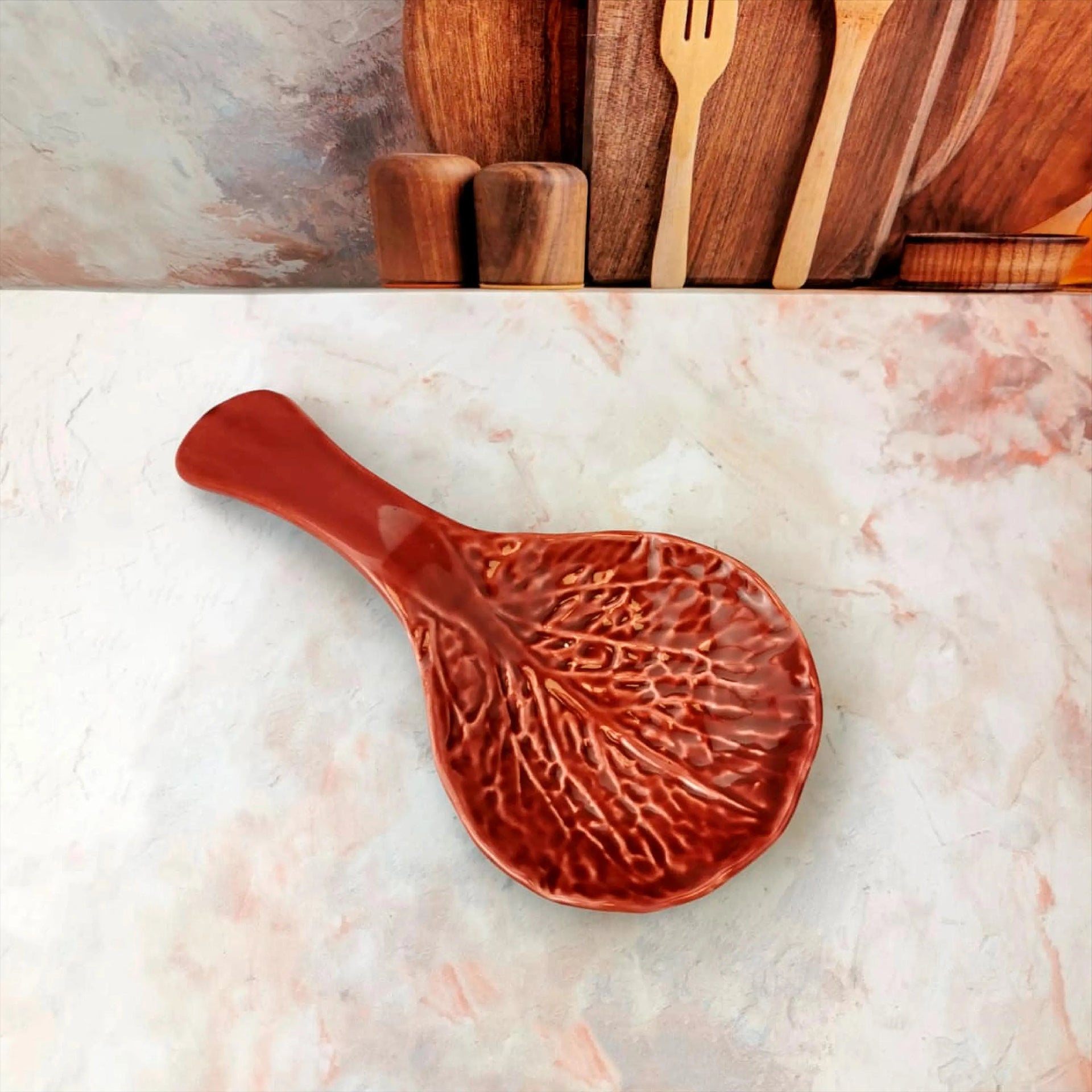 Cabbage shapped ceramic spoon rest