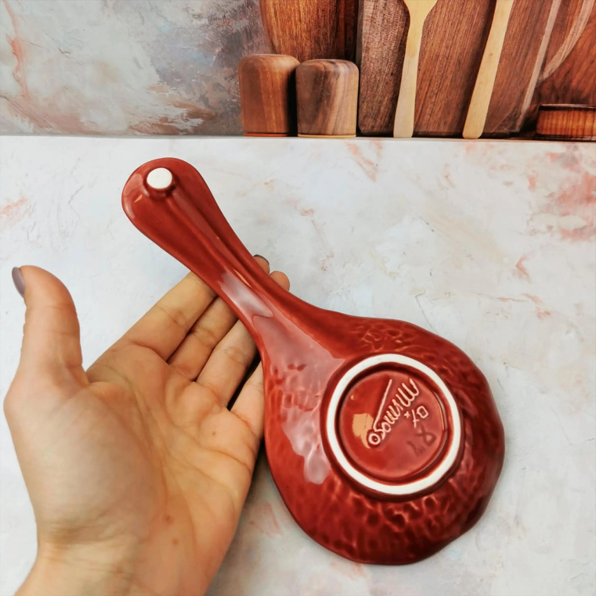Cabbage shapped ceramic spoon rest