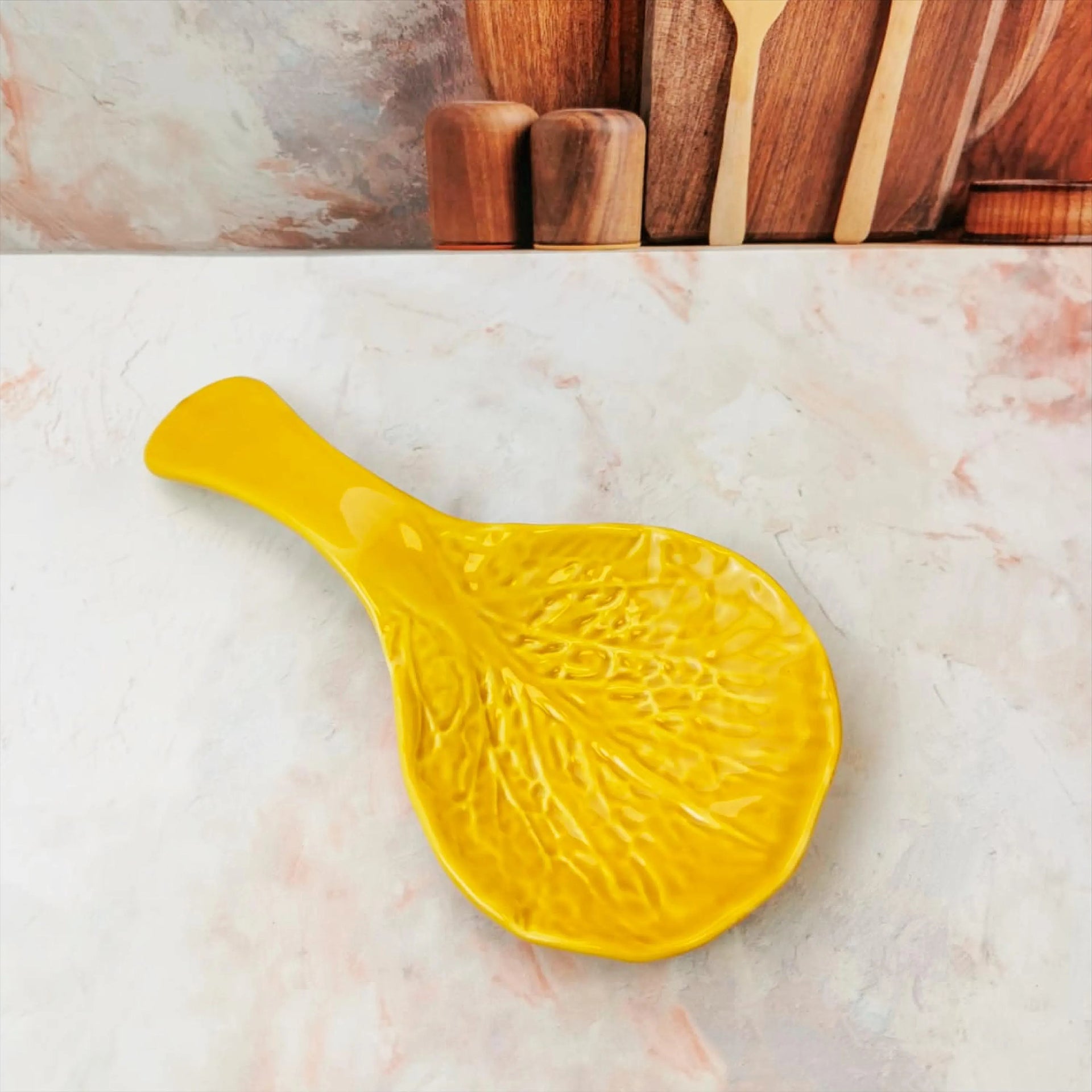 Cabbage shapped ceramic spoon rest