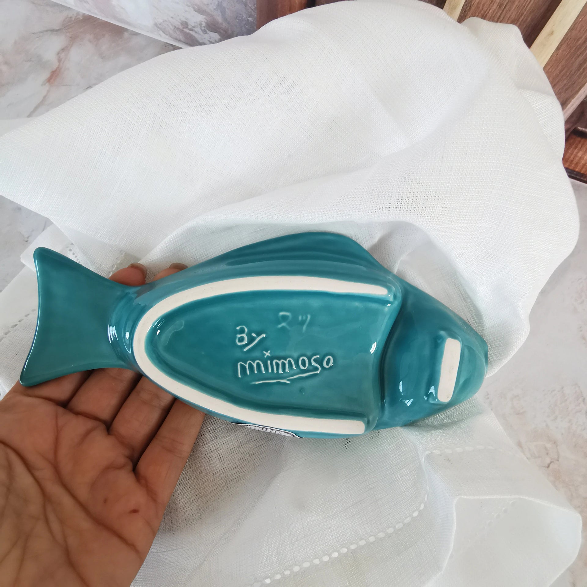 Ceramic fish shape portuguese olive plate