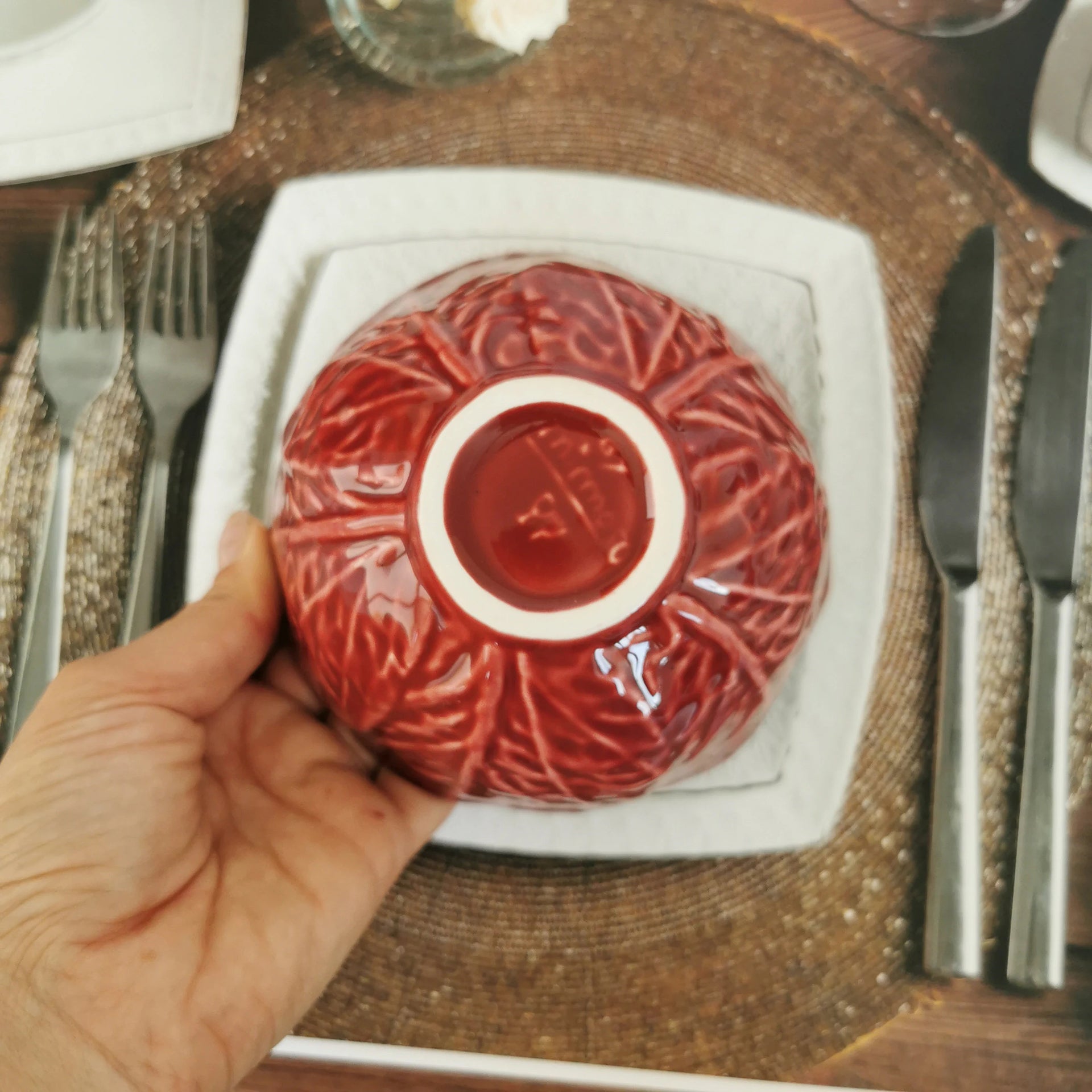 Ceramic portuguese cabbage bowl