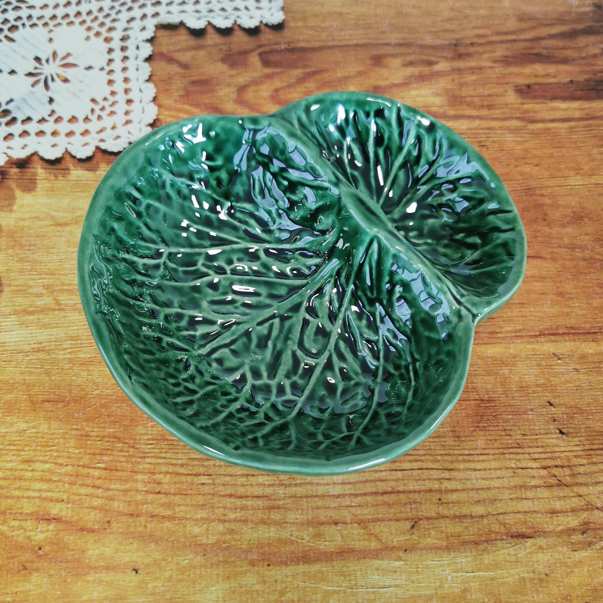 Ceramic portuguese cabbage olive plate