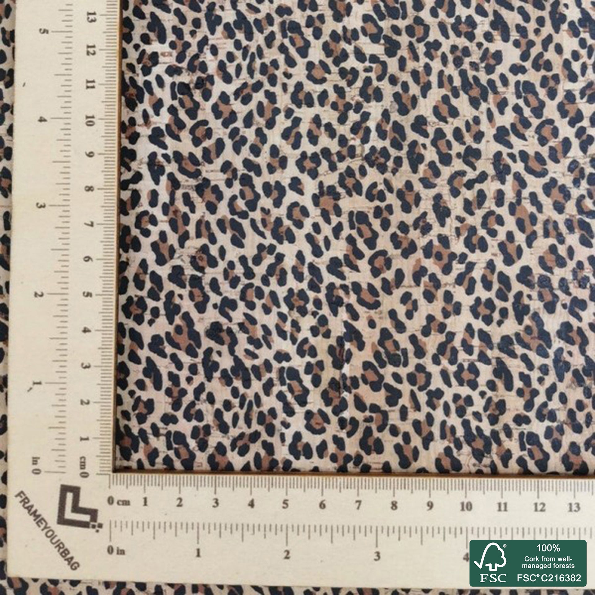Leopard printed pattern on natural cork fabric (23.5)