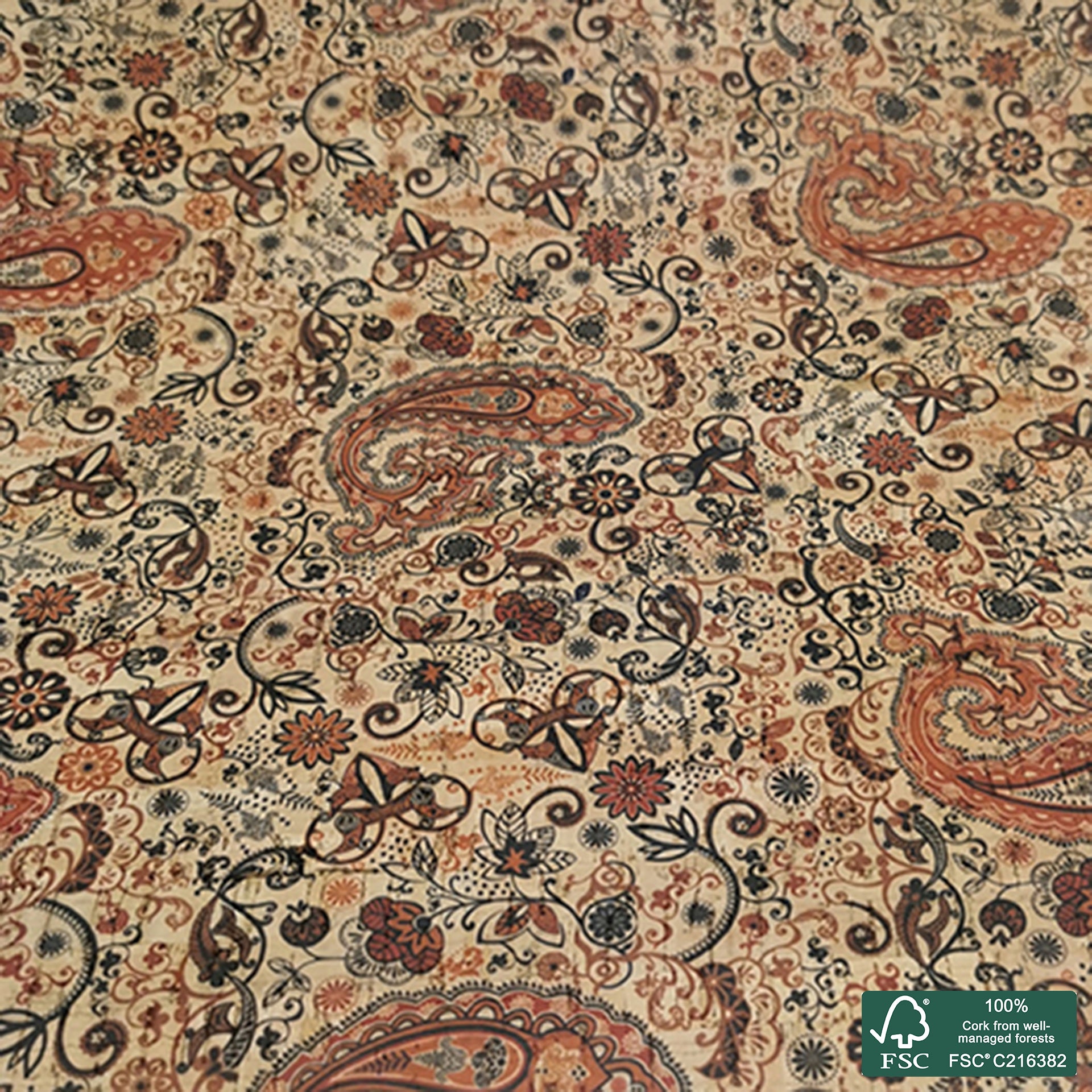 Cornucopia printed pattern on natural cork fabric (26)