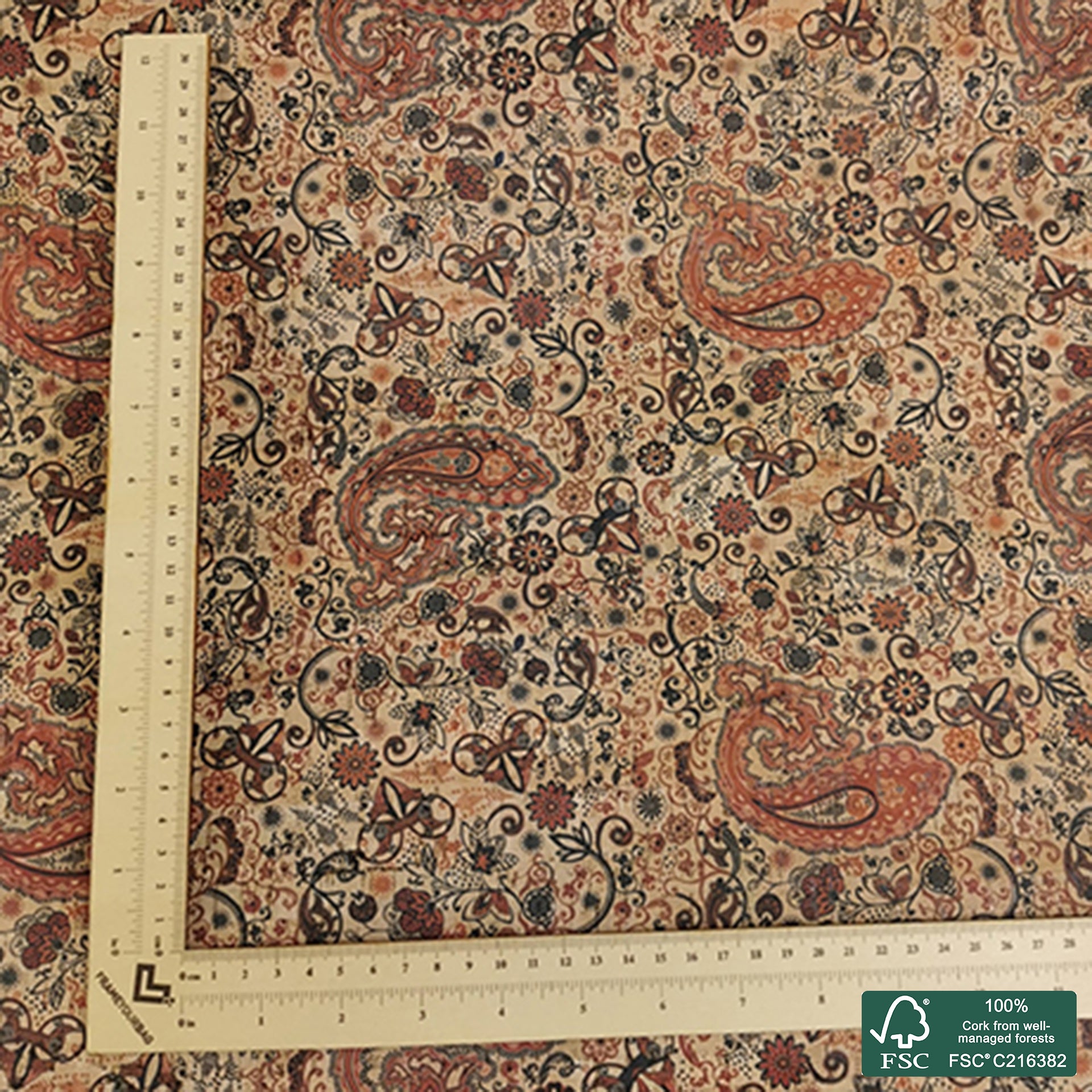 Cornucopia printed pattern on natural cork fabric (26)