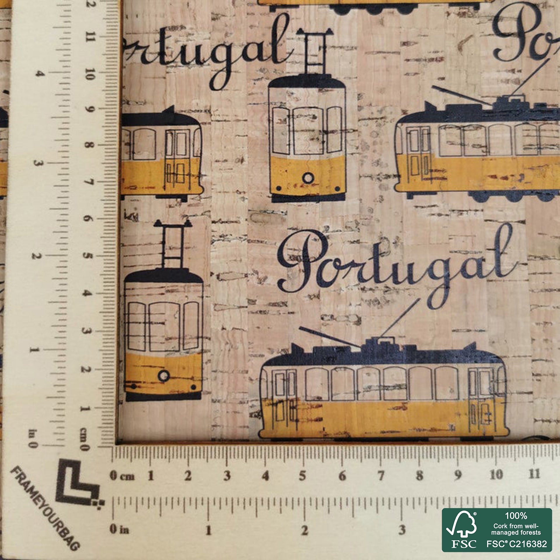 Electric train printed pattern on natural cork fabric (27)