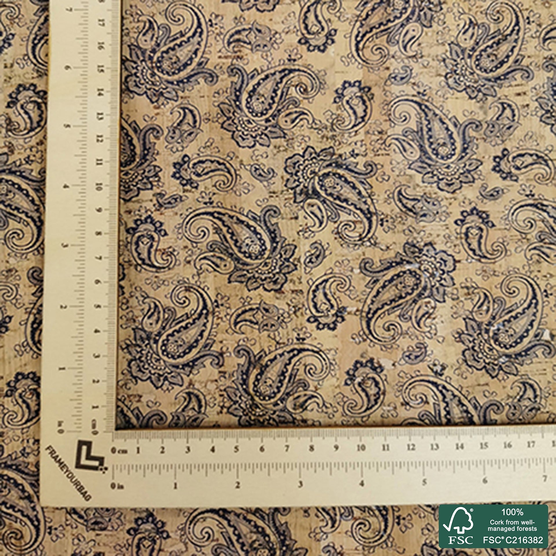 Cornucopia printed pattern on natural cork fabric (30)