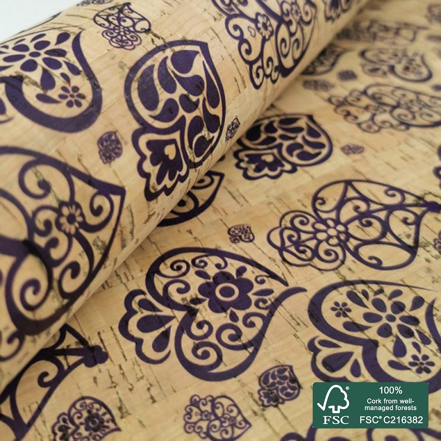 Filigrana printed pattern on natural cork fabric (31)