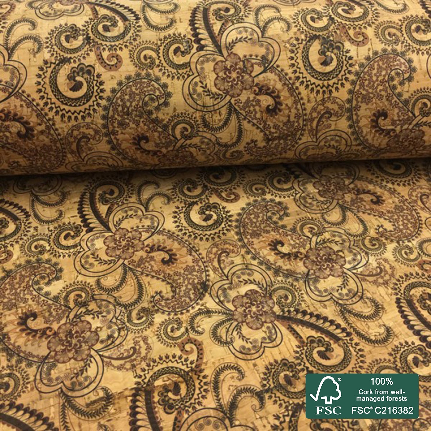 Cornucopia printed pattern on natural cork fabric (32)
