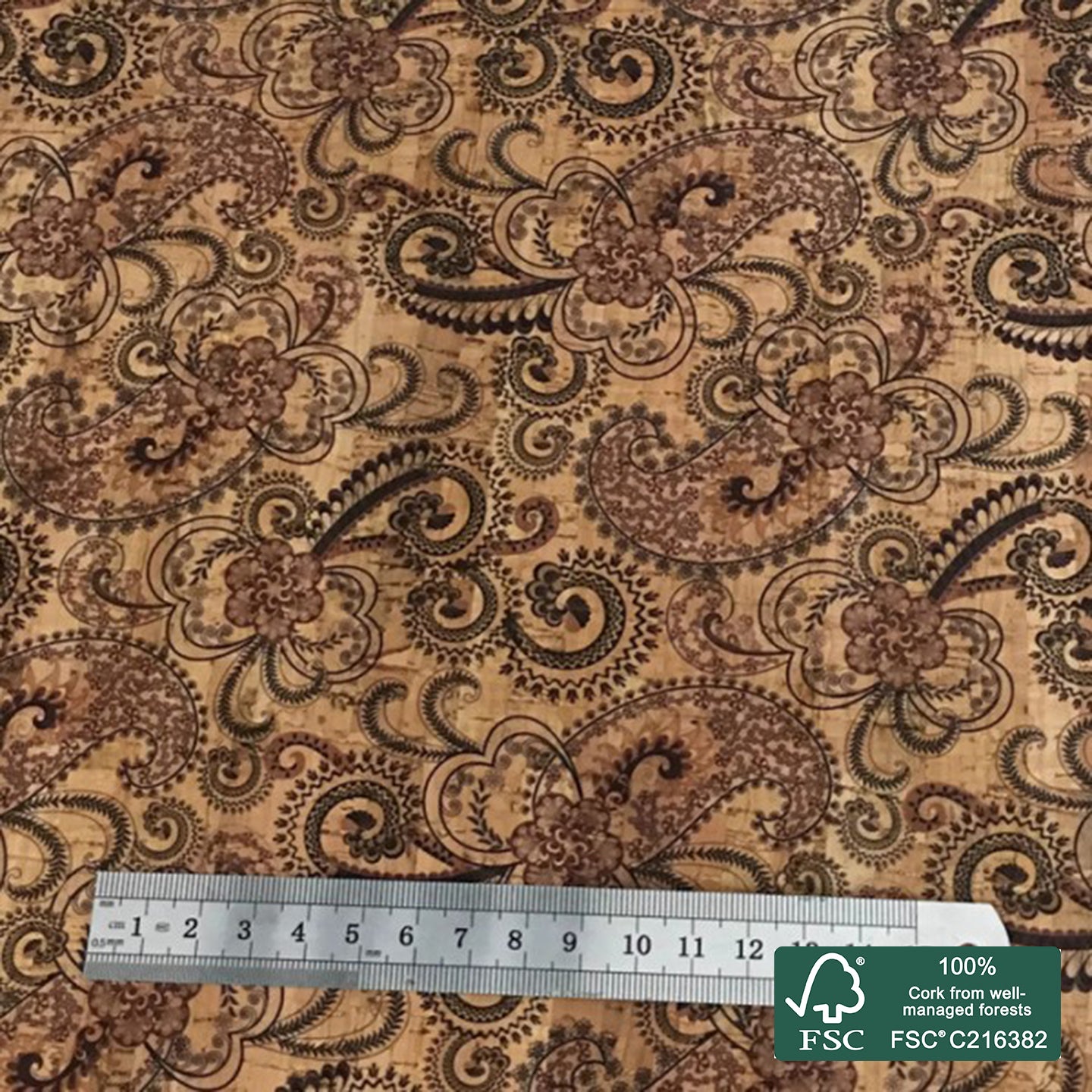 Cornucopia printed pattern on natural cork fabric (32)