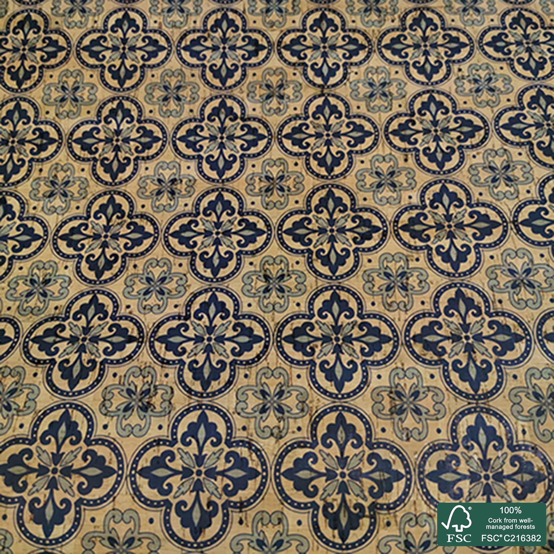 Tiles printed pattern on natural cork fabric (34)
