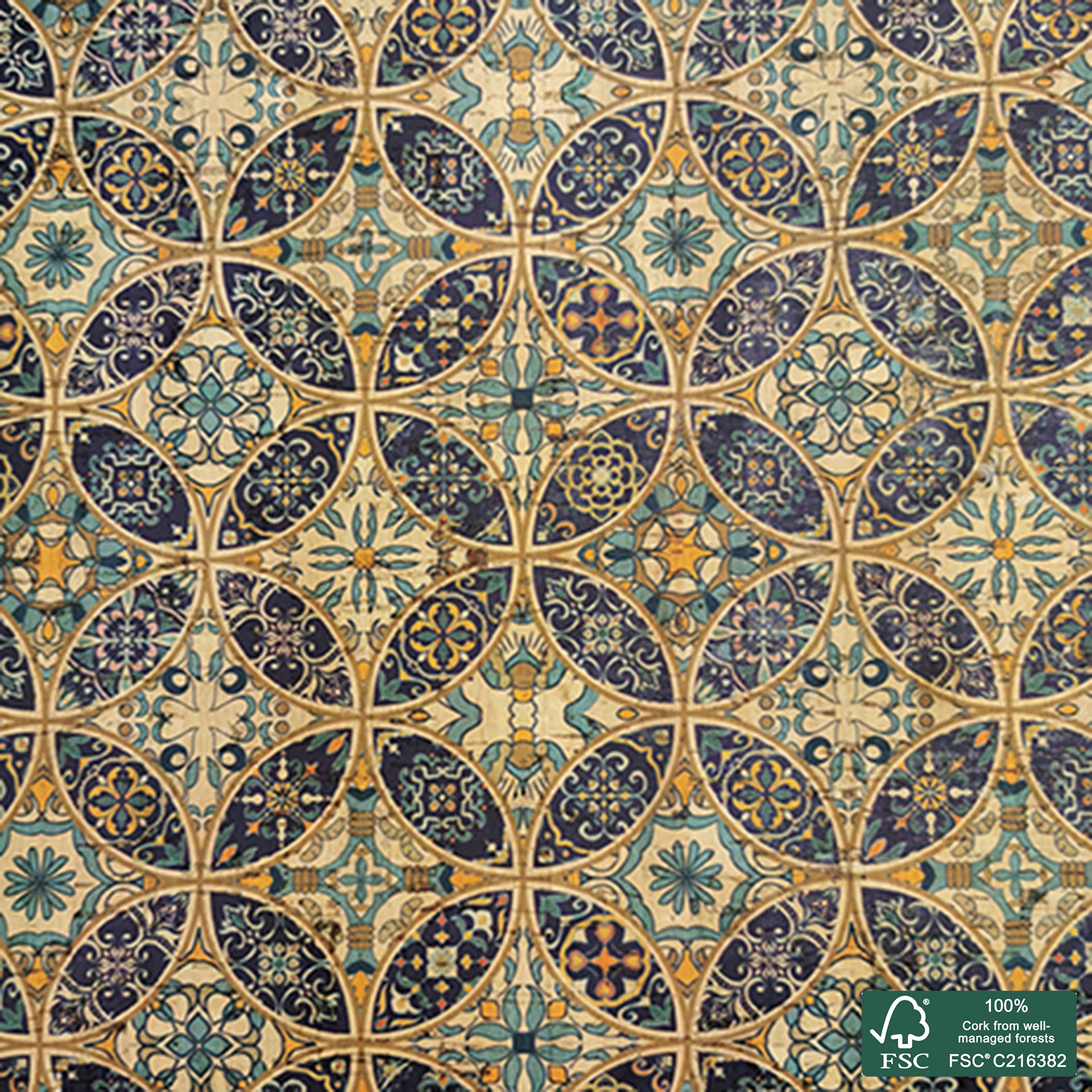 Tiles printed pattern on natural cork fabric (35)