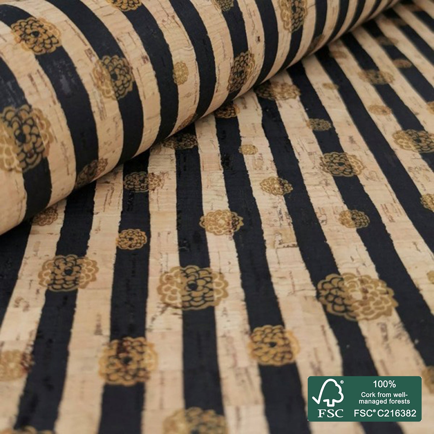 Stripes printed pattern on natural cork fabric (36)