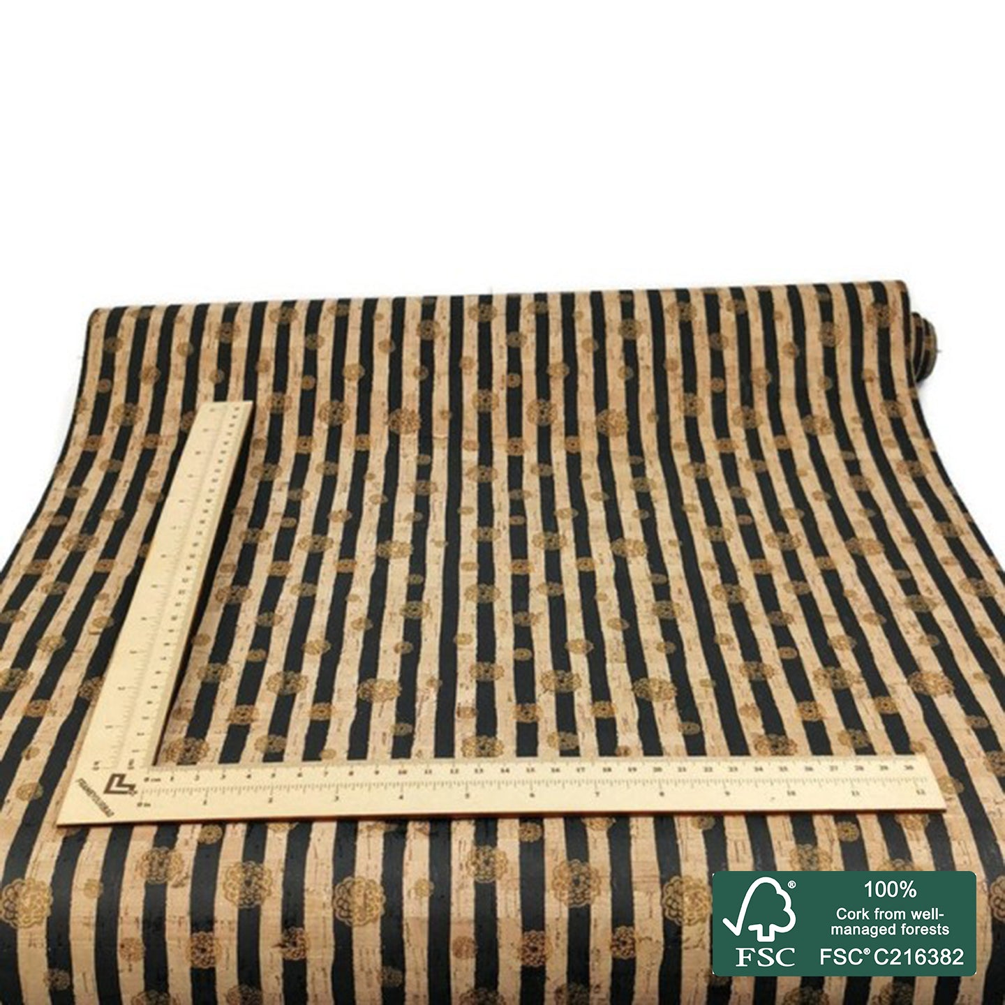 Stripes printed pattern on natural cork fabric (36)
