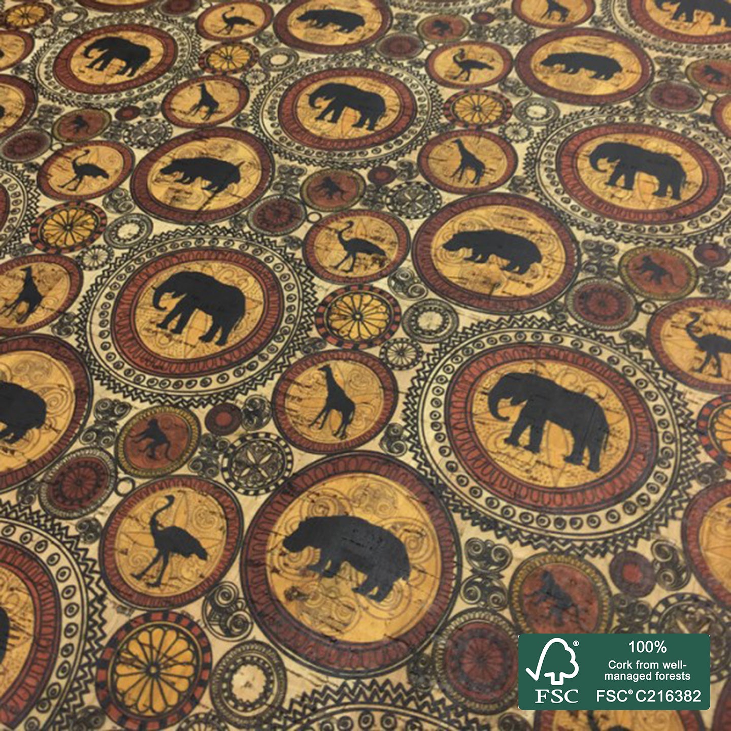 Animals printed pattern on natural cork fabric (47)