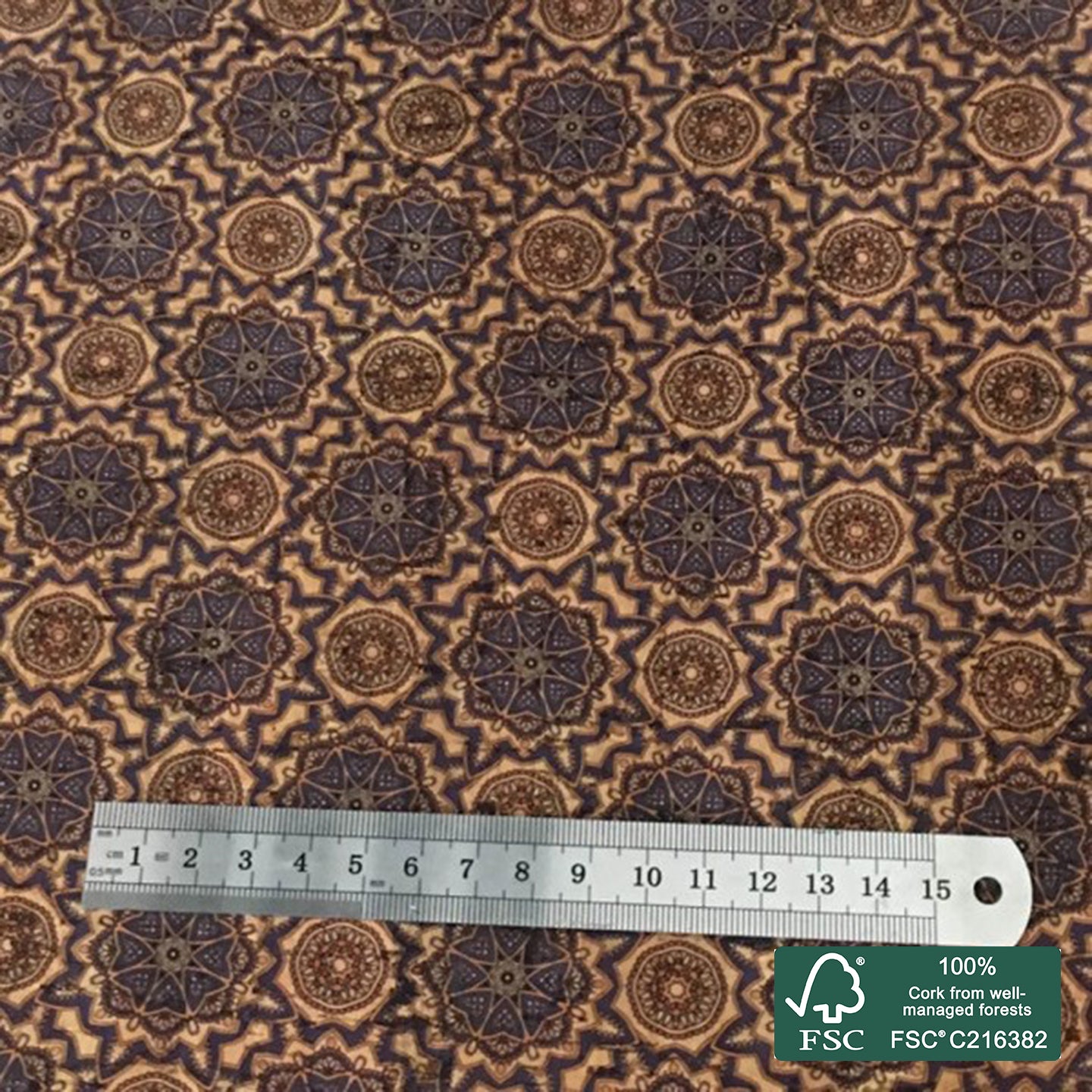 Tiles printed pattern on natural cork fabric (48)