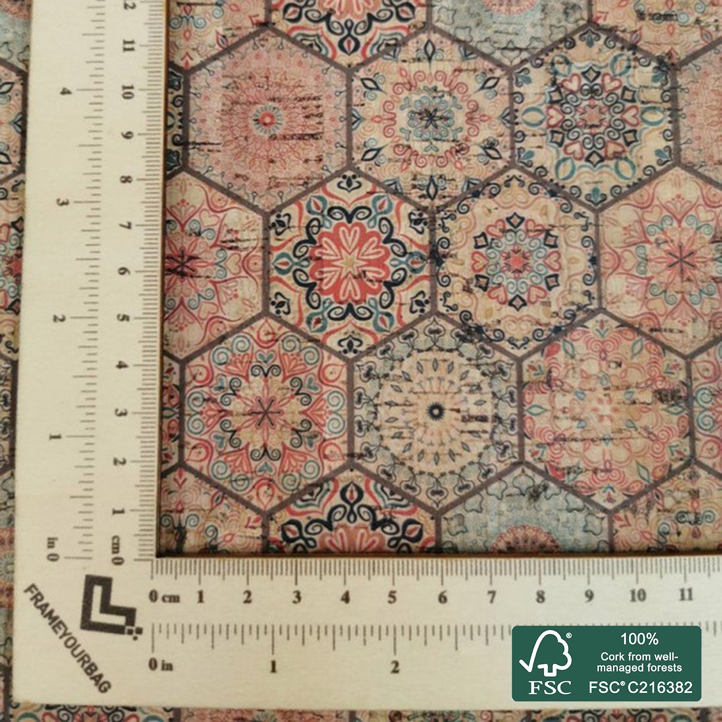 Tiles printed pattern on natural cork fabric (61)