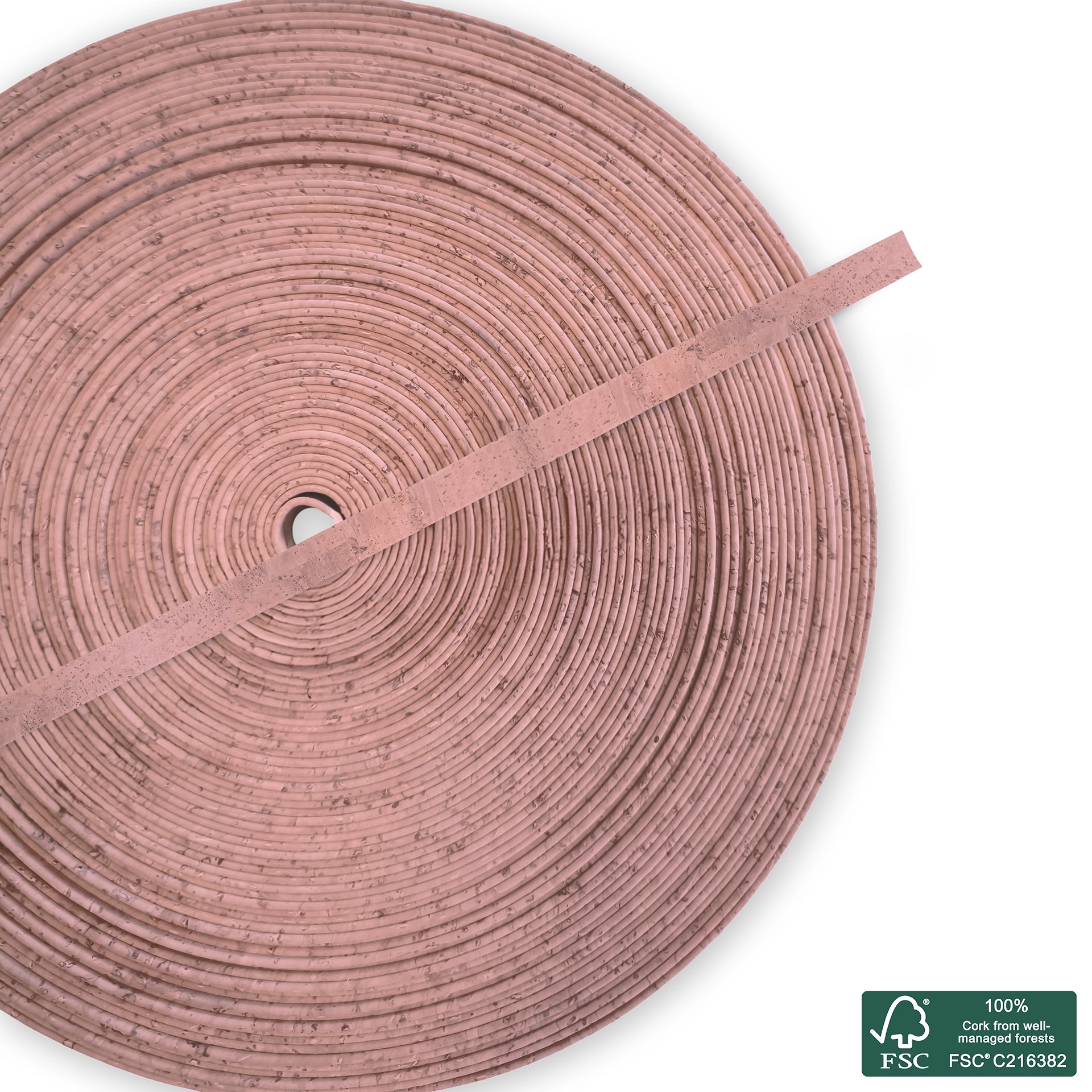 Flat cork cord light pink superior