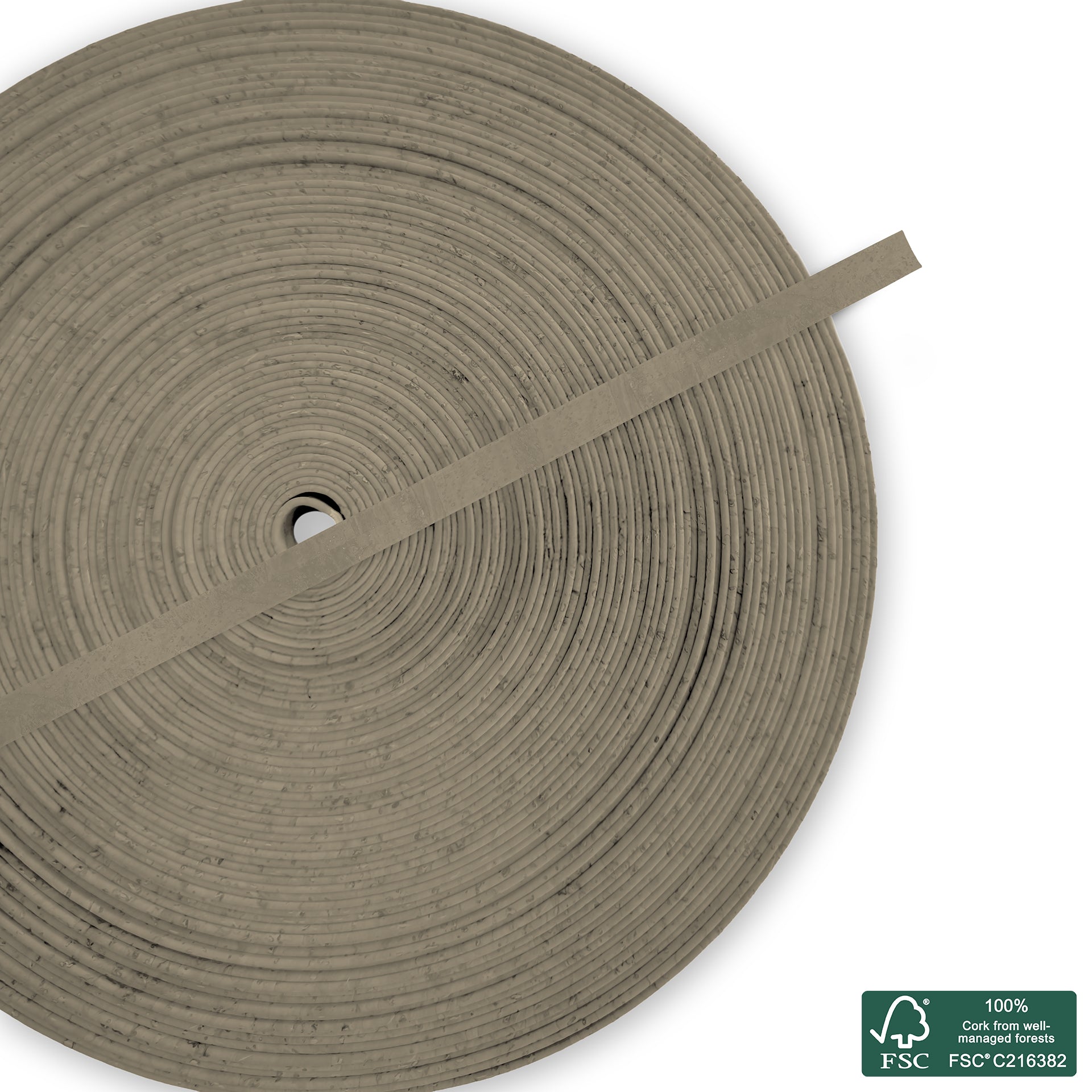 Flat cork cord light gray superior