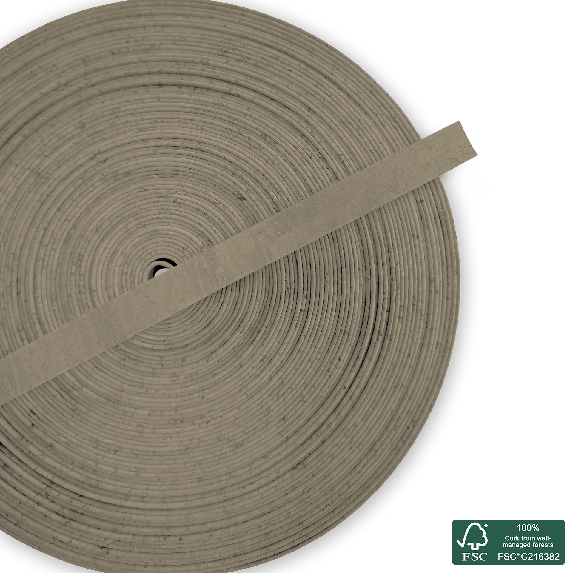 Flat cork cord light gray superior