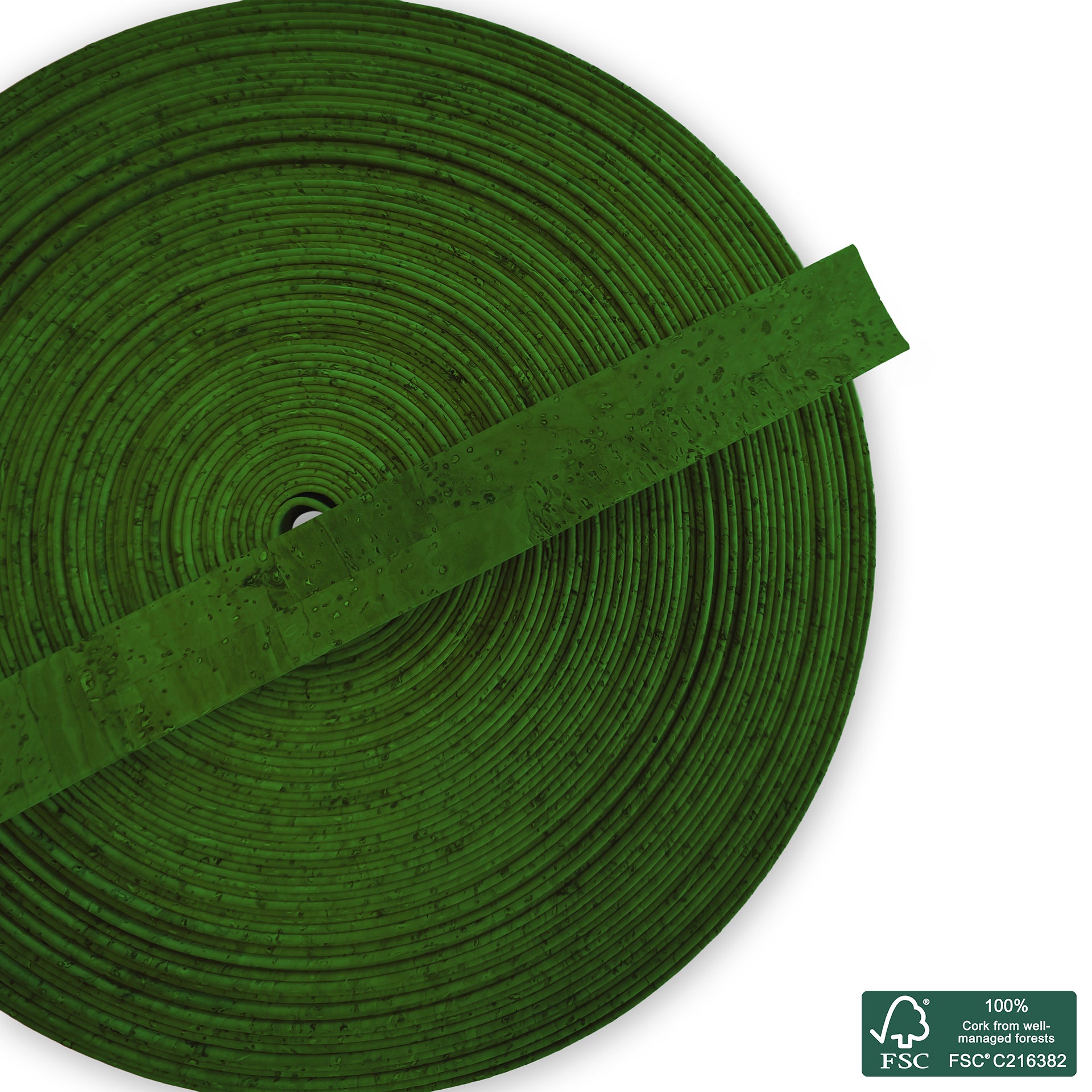 Flat cork cord lemon green superior