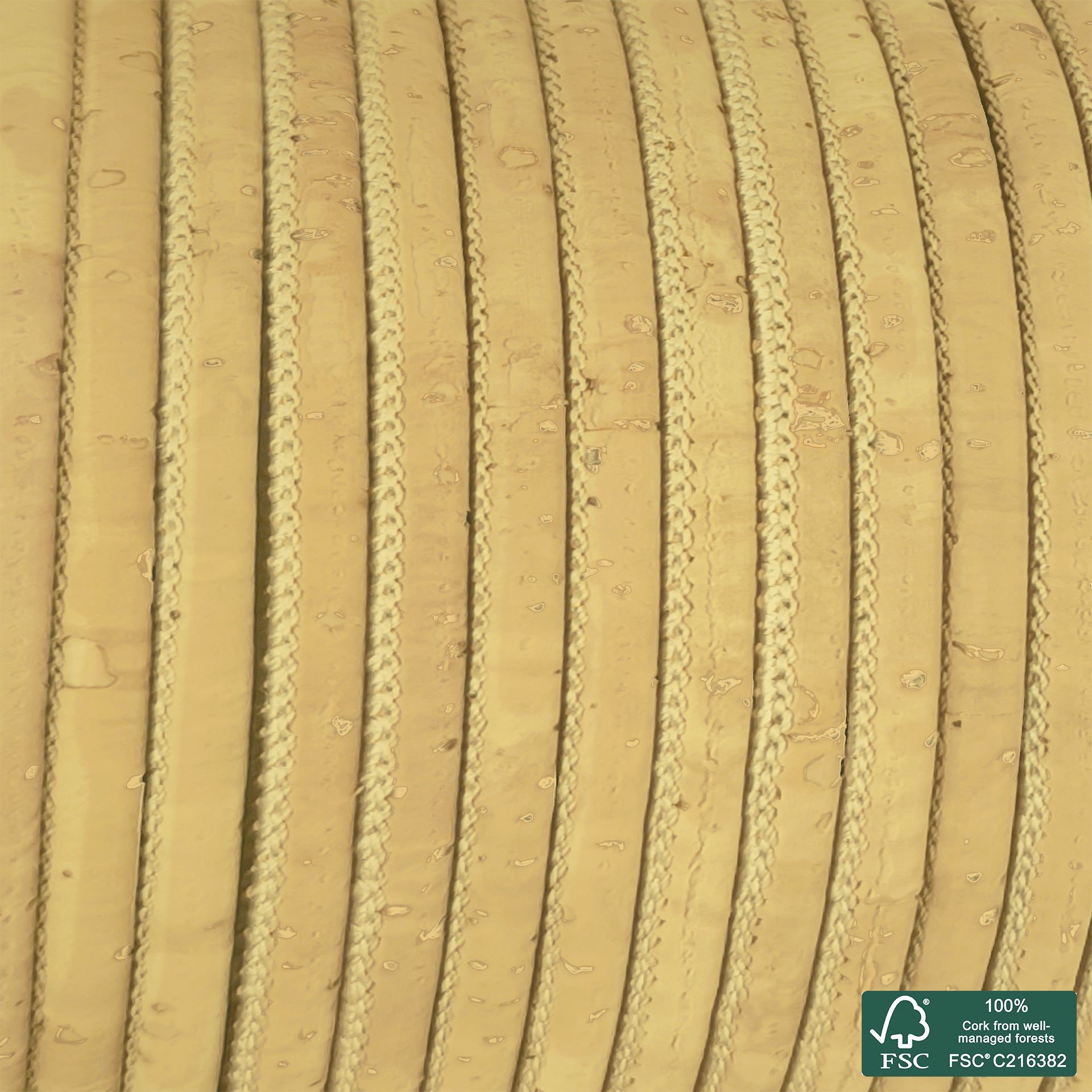Round cork cord light yellow superior