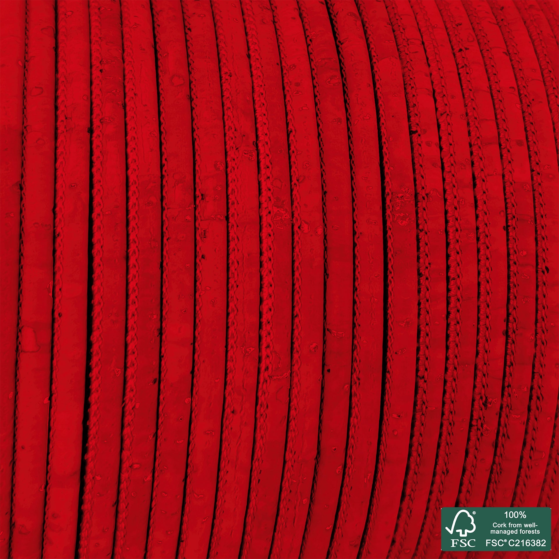 Round cork cord deep red superior