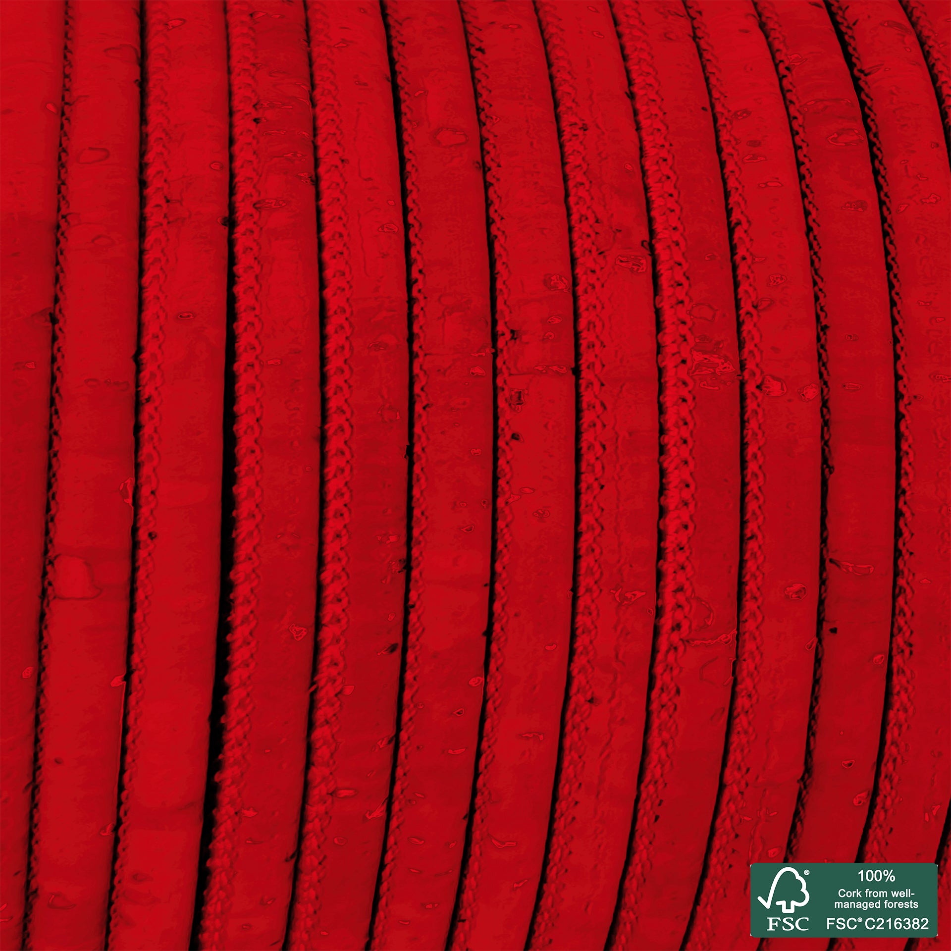Round cork cord deep red superior
