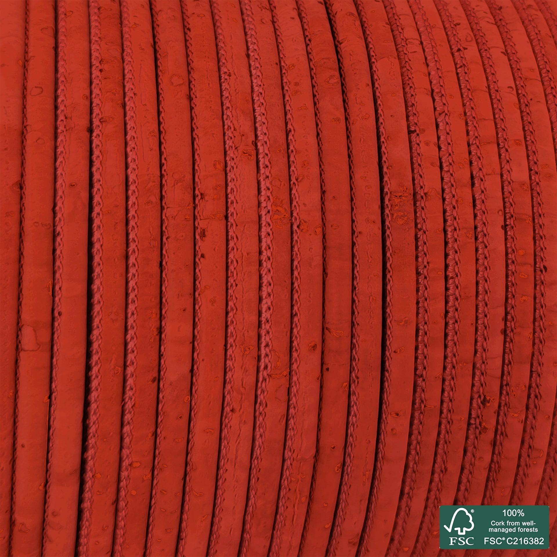 Round cork cord coral red superior