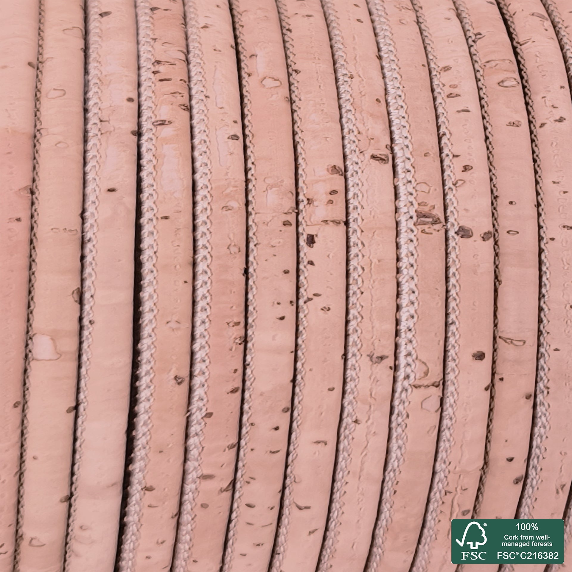 Round cork cord light pink superior