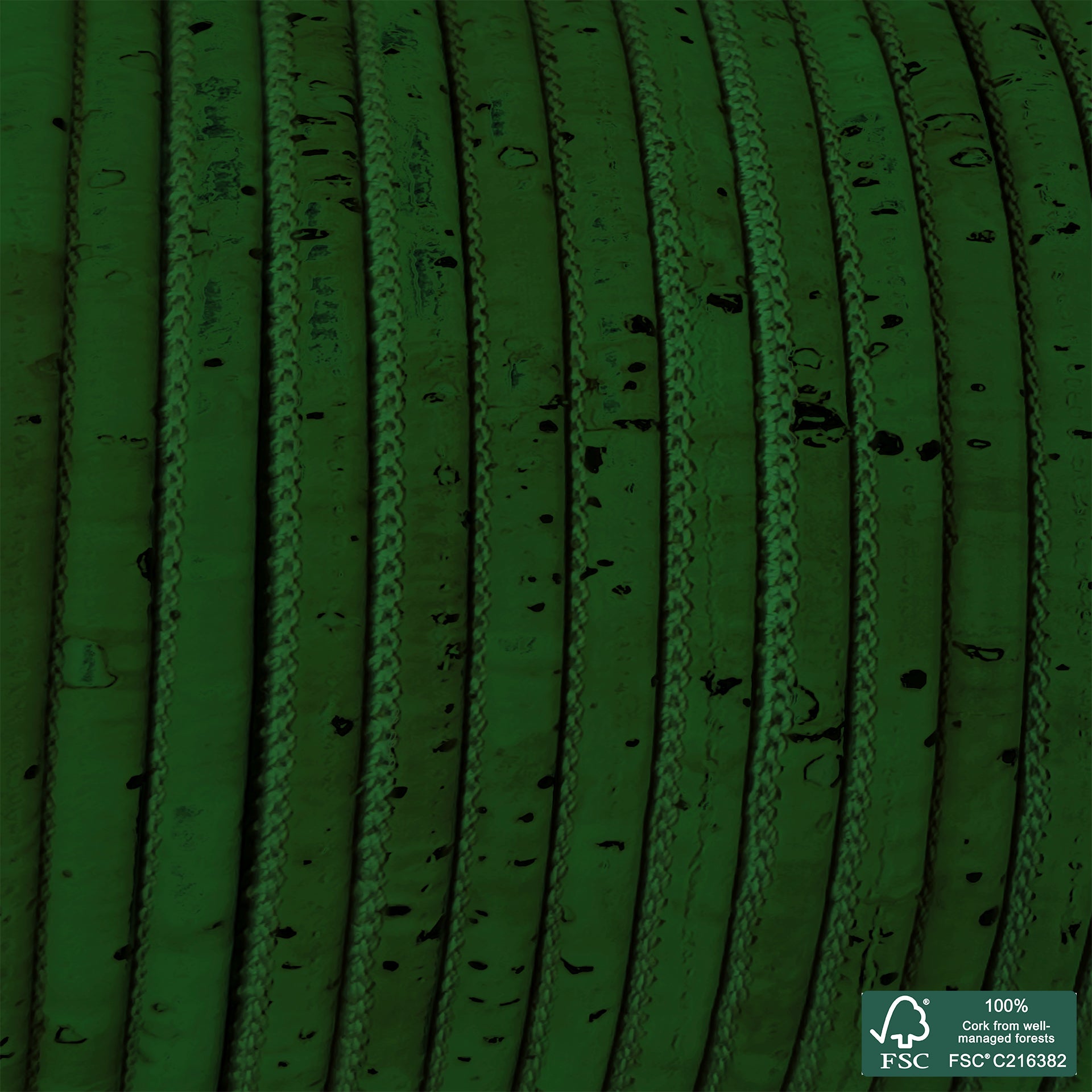 Round cork cord forest green superior