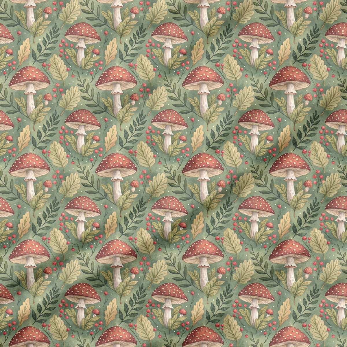 40 Pieces Watercolor Mushroom Printed Percale Cotton Fabric (CHP007)