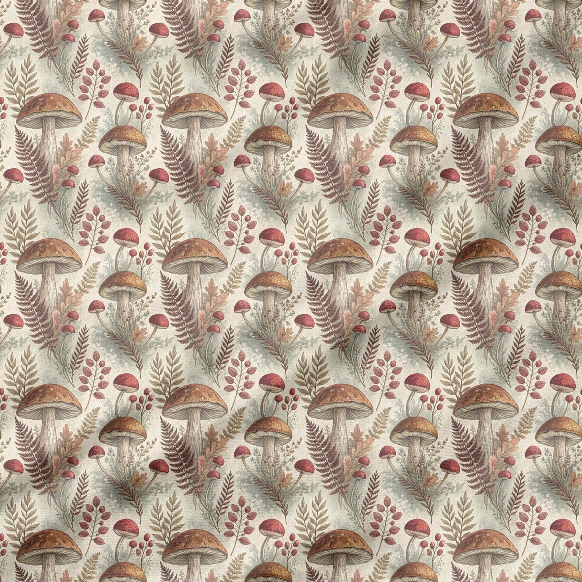 40 Pieces Watercolor Mushroom Printed Percale Cotton Fabric (CHP007)