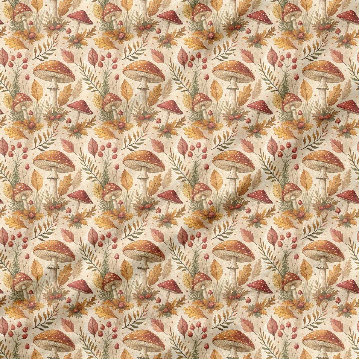 40 Pieces Watercolor Mushroom Printed Percale Cotton Fabric (CHP007)
