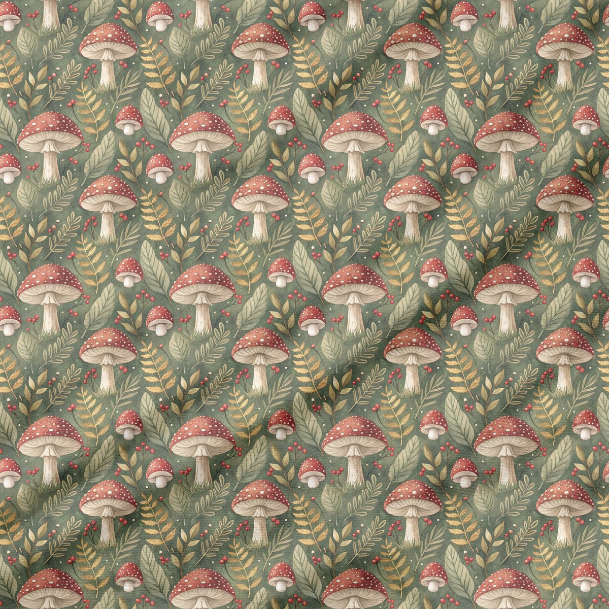 40 Pieces Watercolor Mushroom Printed Percale Cotton Fabric (CHP007)