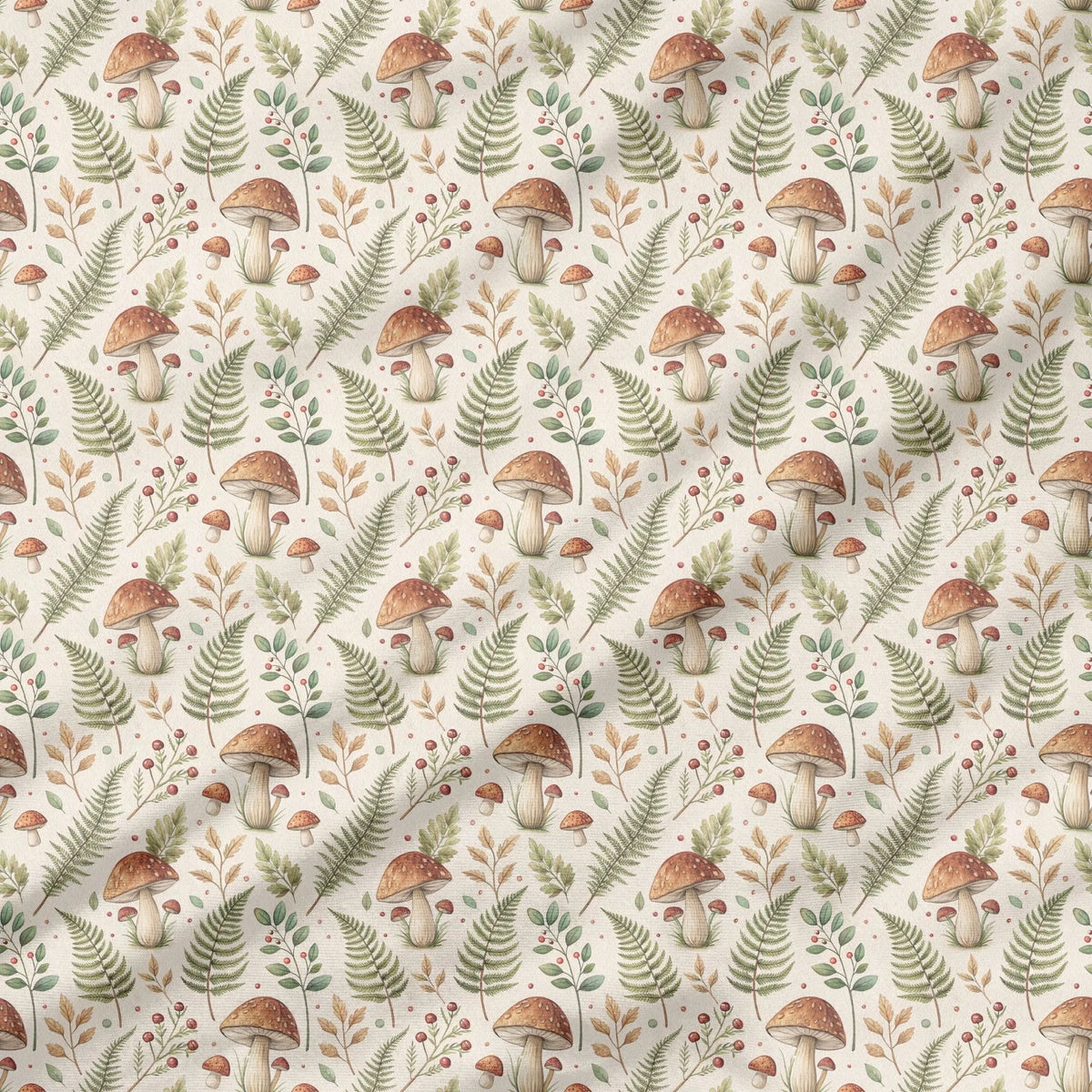 40 Pieces Watercolor Mushroom Printed Percale Cotton Fabric (CHP007)