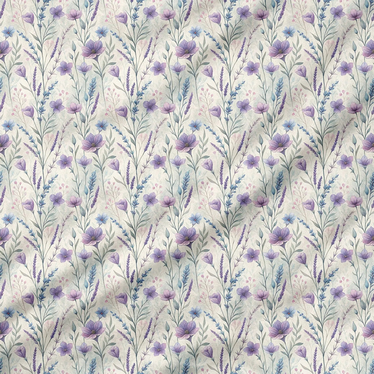 40 Pieces Purple Watercolor Floral Charm Printed Percale Cotton Fabric (CHP017)