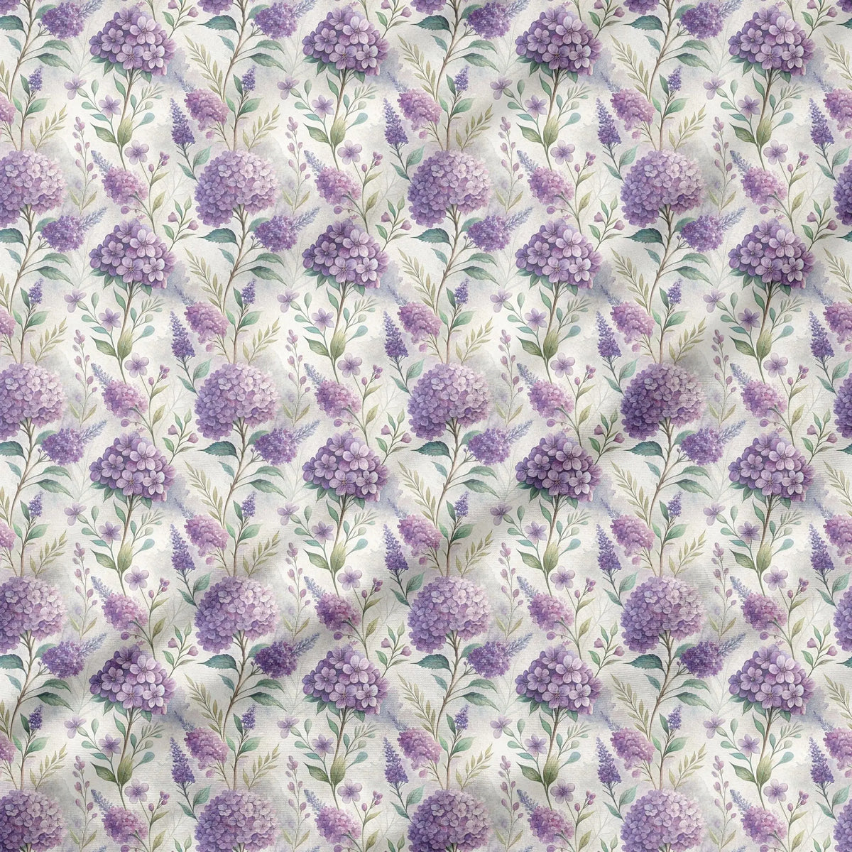 40 Pieces Purple Watercolor Floral Charm Printed Percale Cotton Fabric (CHP017)